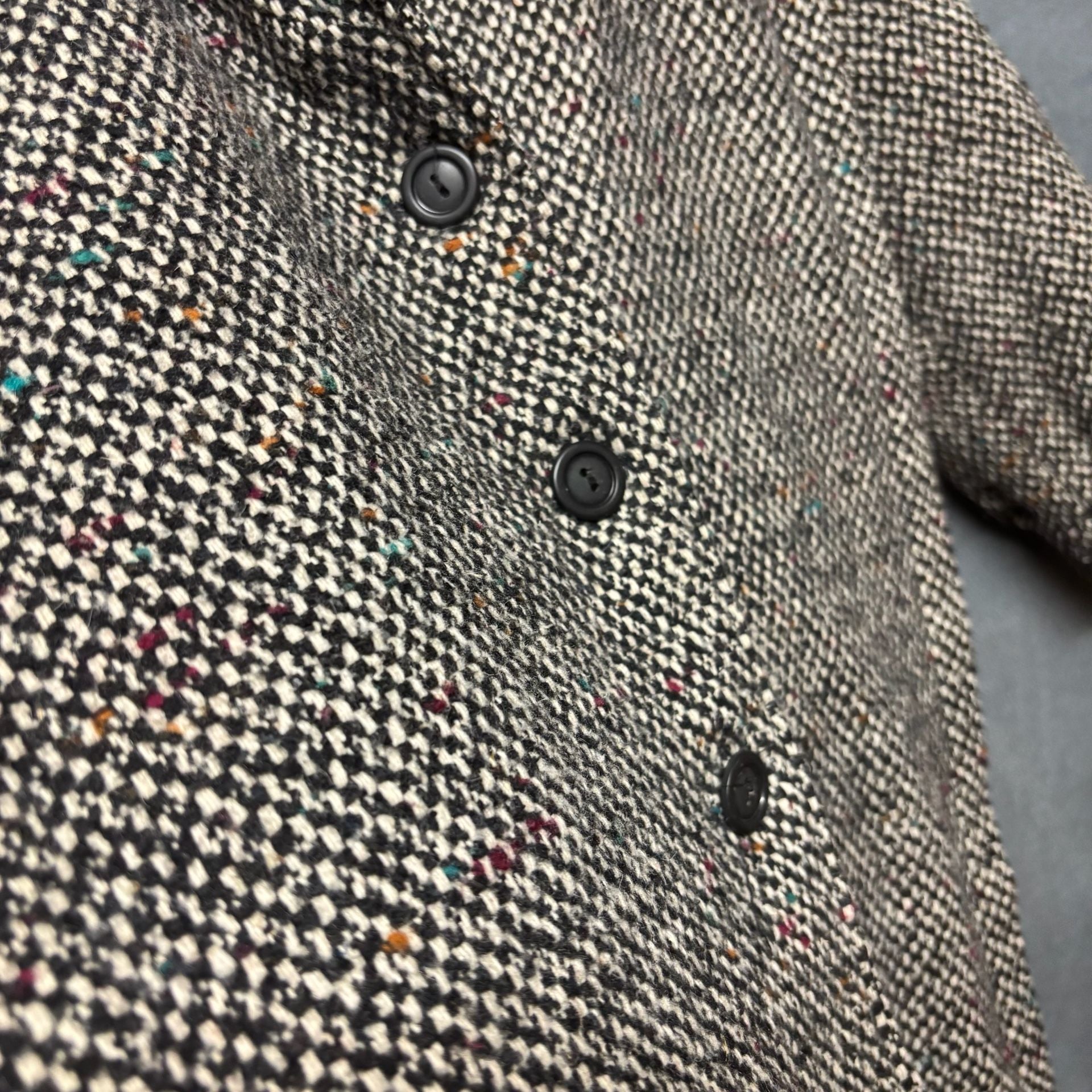 Aspen Outerwear Tweed Coat Size 7 Black White Rainbow Wool Blend Vintage 9