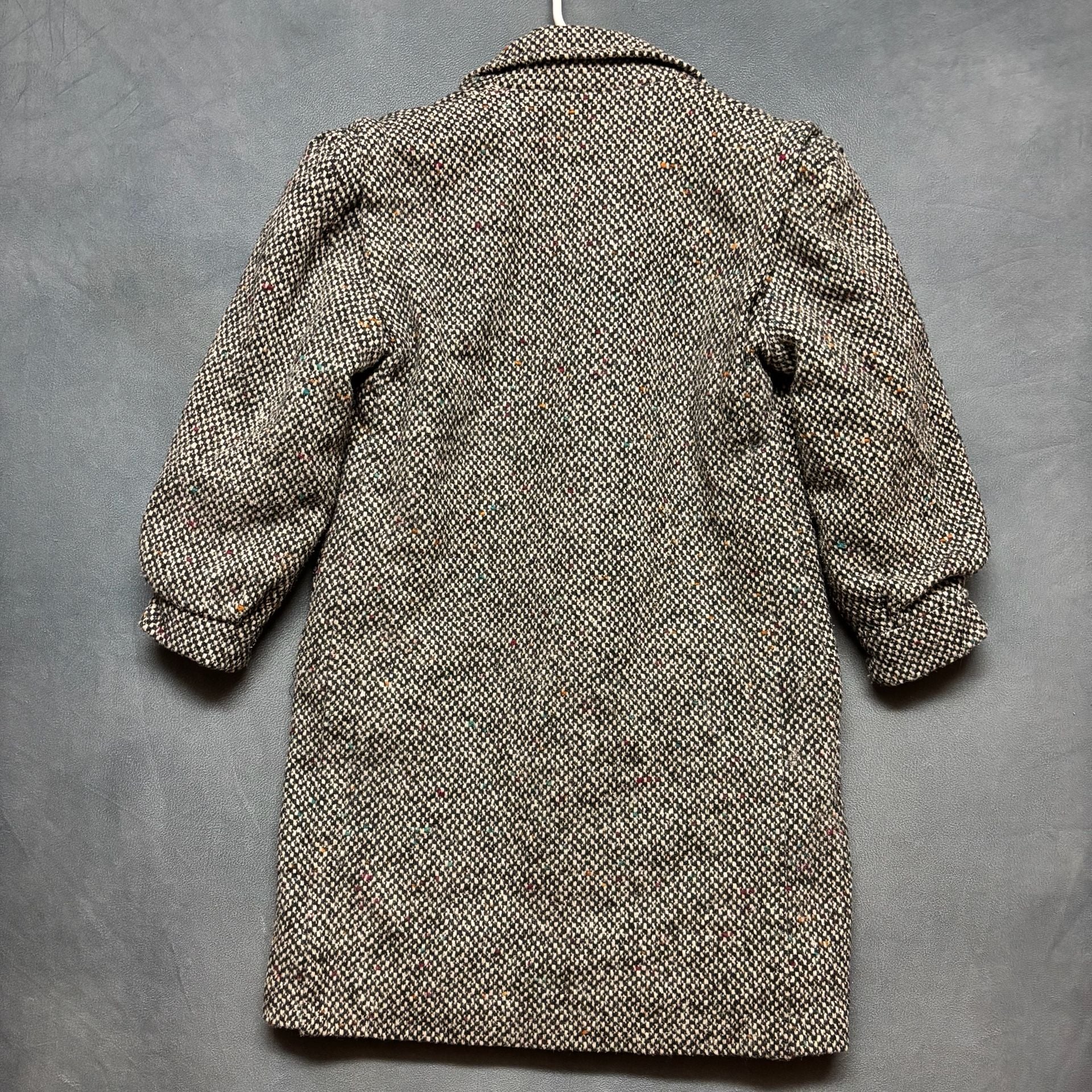 Aspen Outerwear Tweed Coat Size 7 Black White Rainbow Wool Blend Vintage 10