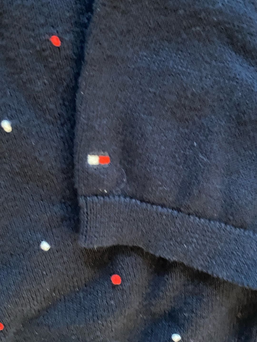 Tommy Hilfiger V-Neck Sweater Size M Navy Embellished Cotton Pullover 4