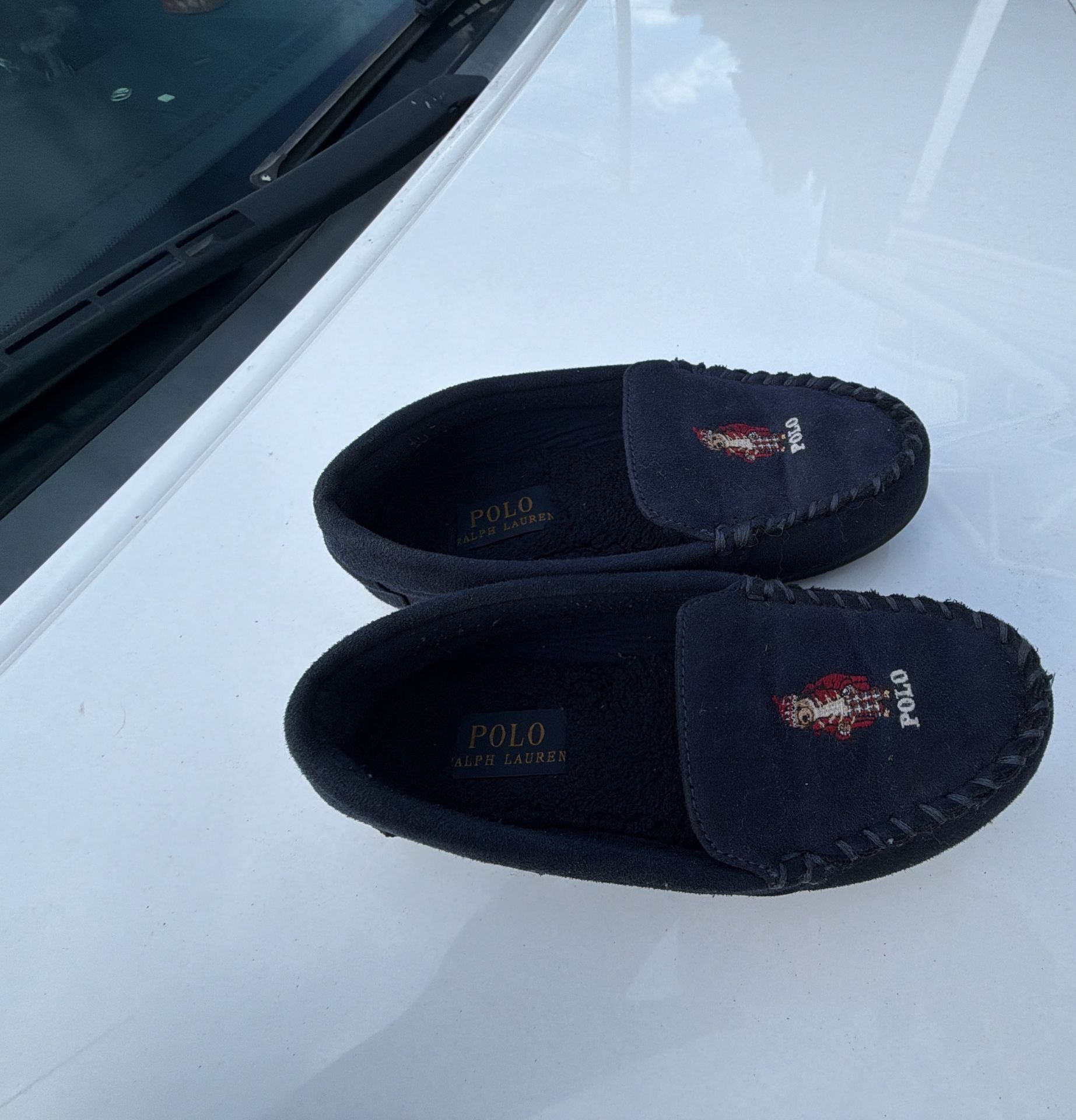 Polo Ralph Lauren Dezi IV Polo Bear Slippers Size 2 Navy Blue 3
