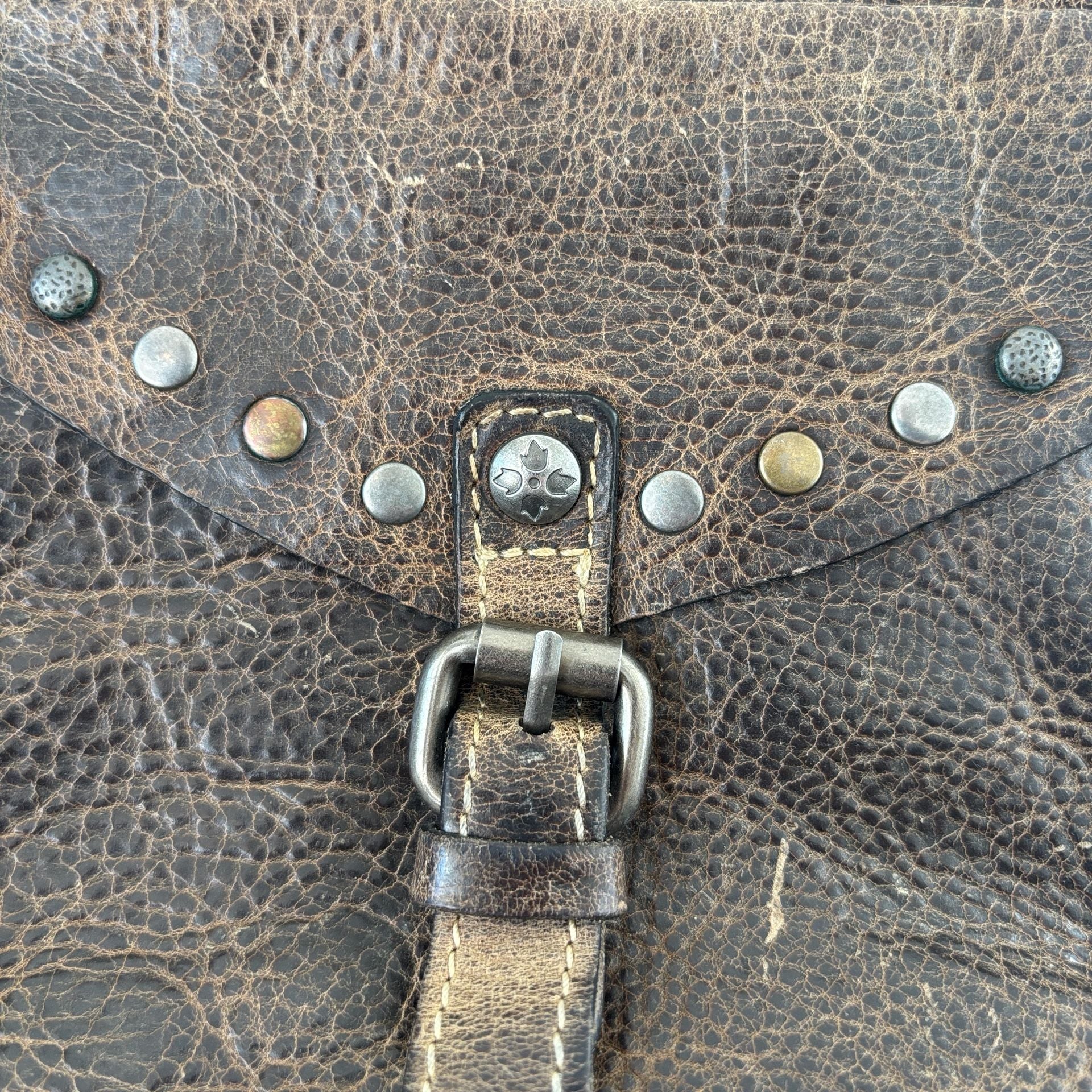 Patricia Nash Avellino Italian Leather Crossbody Bag Distressed Studded 3
