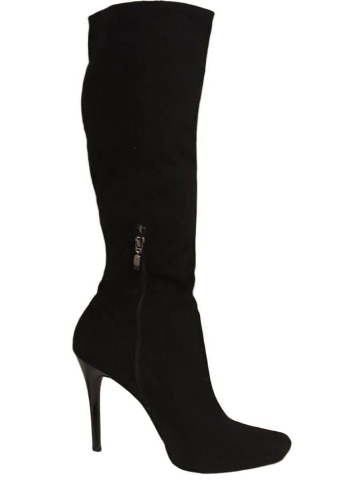 GUESS Women's Black Faux Leather Knee High Pointed Toe Stiletto Boots 10M 6