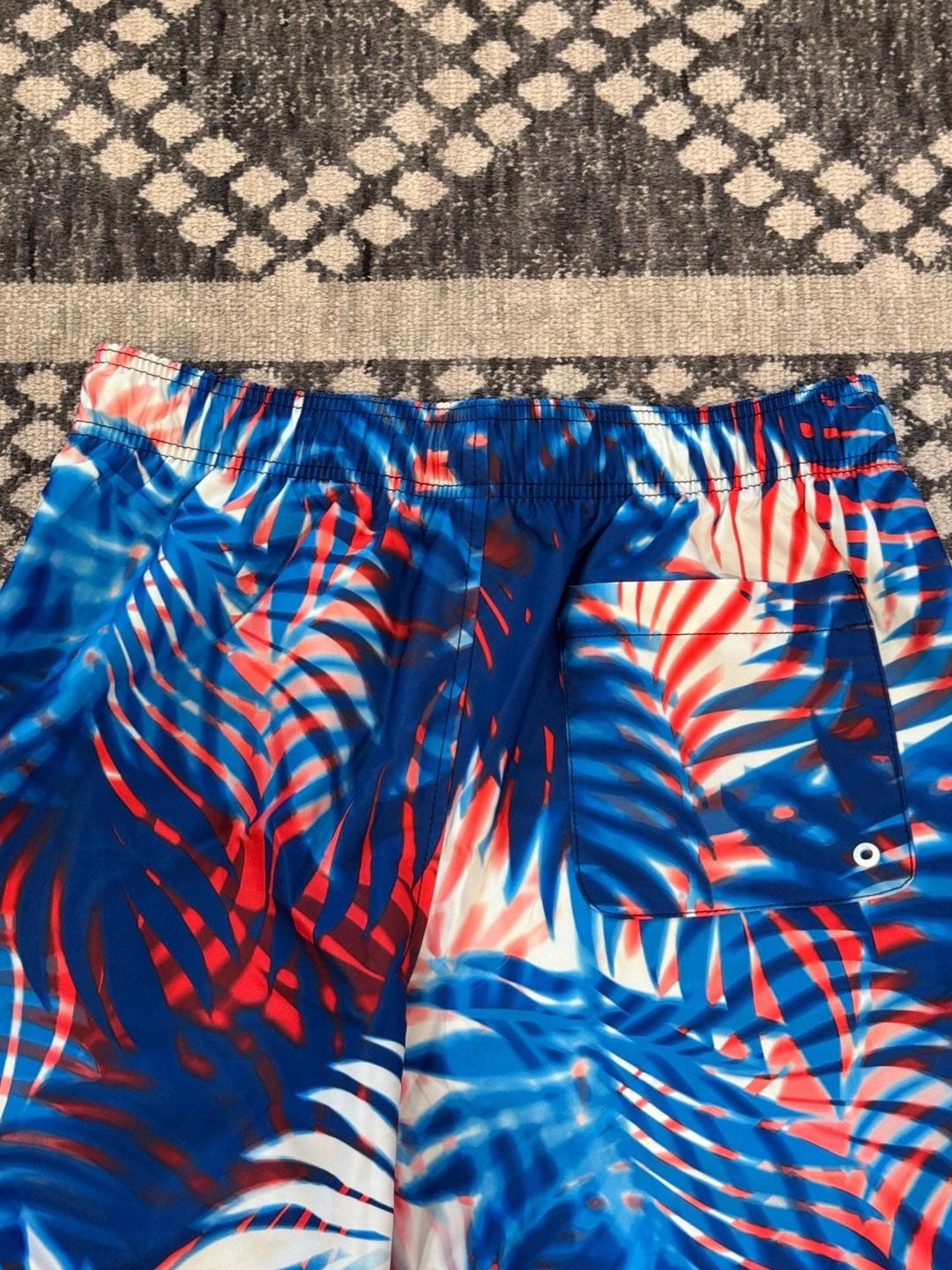 Speedo Swim Trunks Size M Blue Red Palm Leaf Print Board Shorts 3