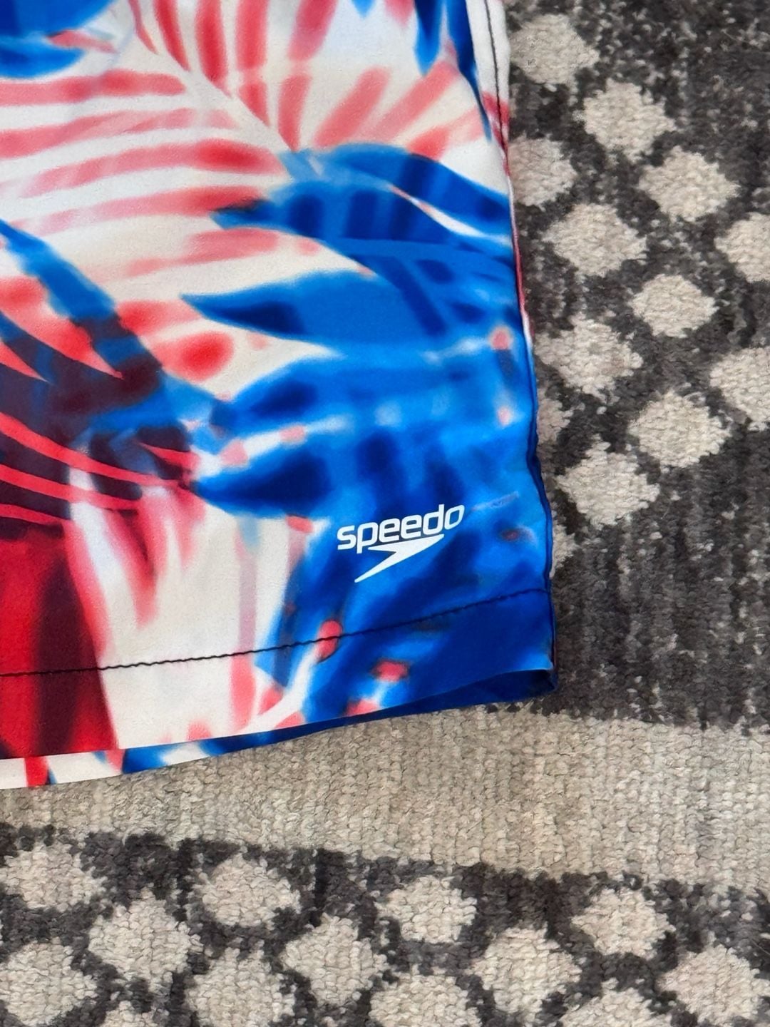 Speedo Swim Trunks Size M Blue Red Palm Leaf Print Board Shorts 5
