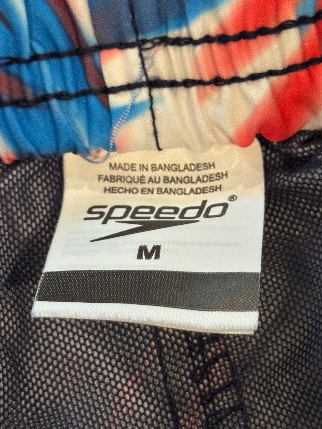 Speedo Swim Trunks Size M Blue Red Palm Leaf Print Board Shorts 6
