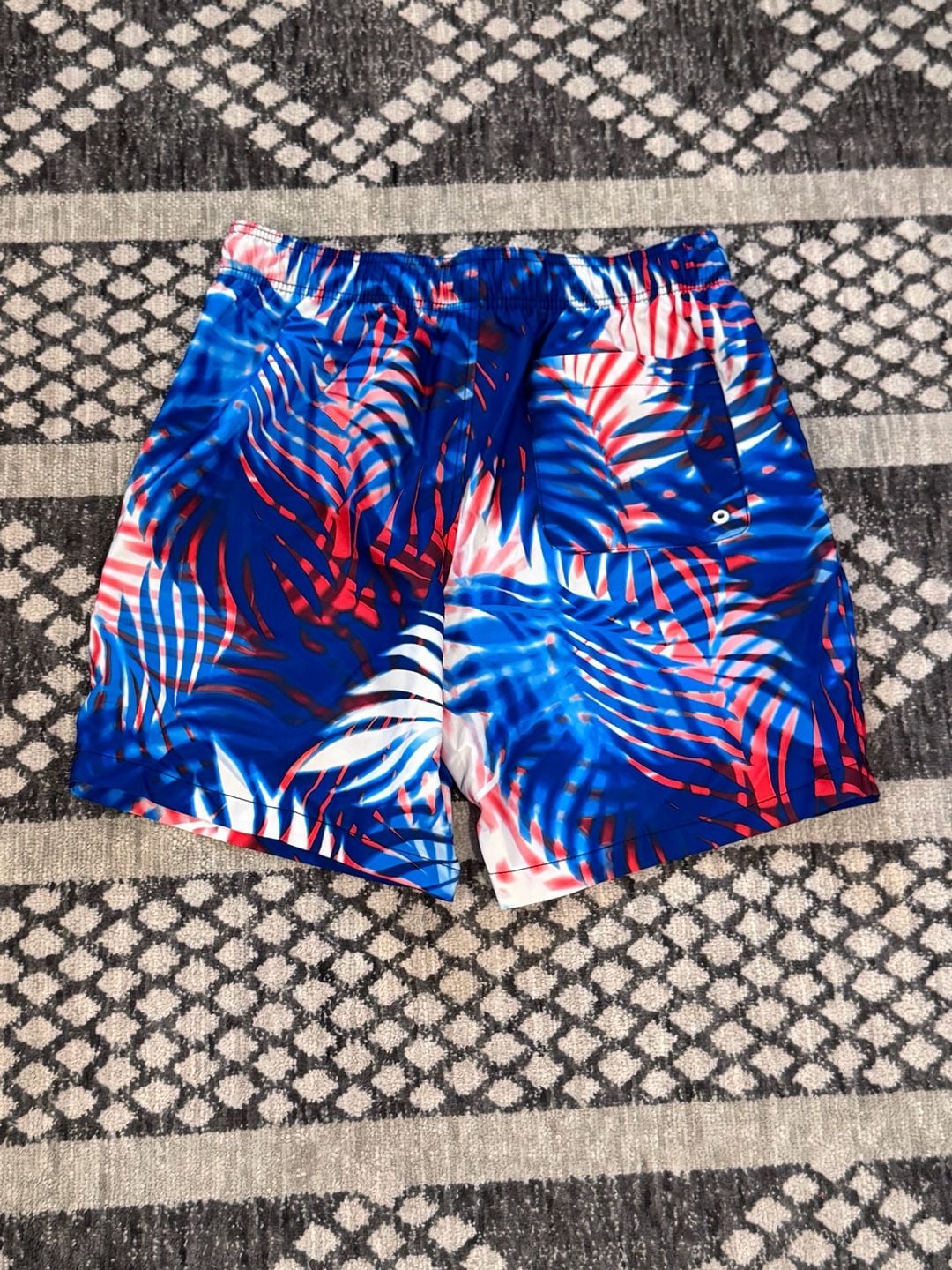 Speedo Swim Trunks Size M Blue Red Palm Leaf Print Board Shorts 7