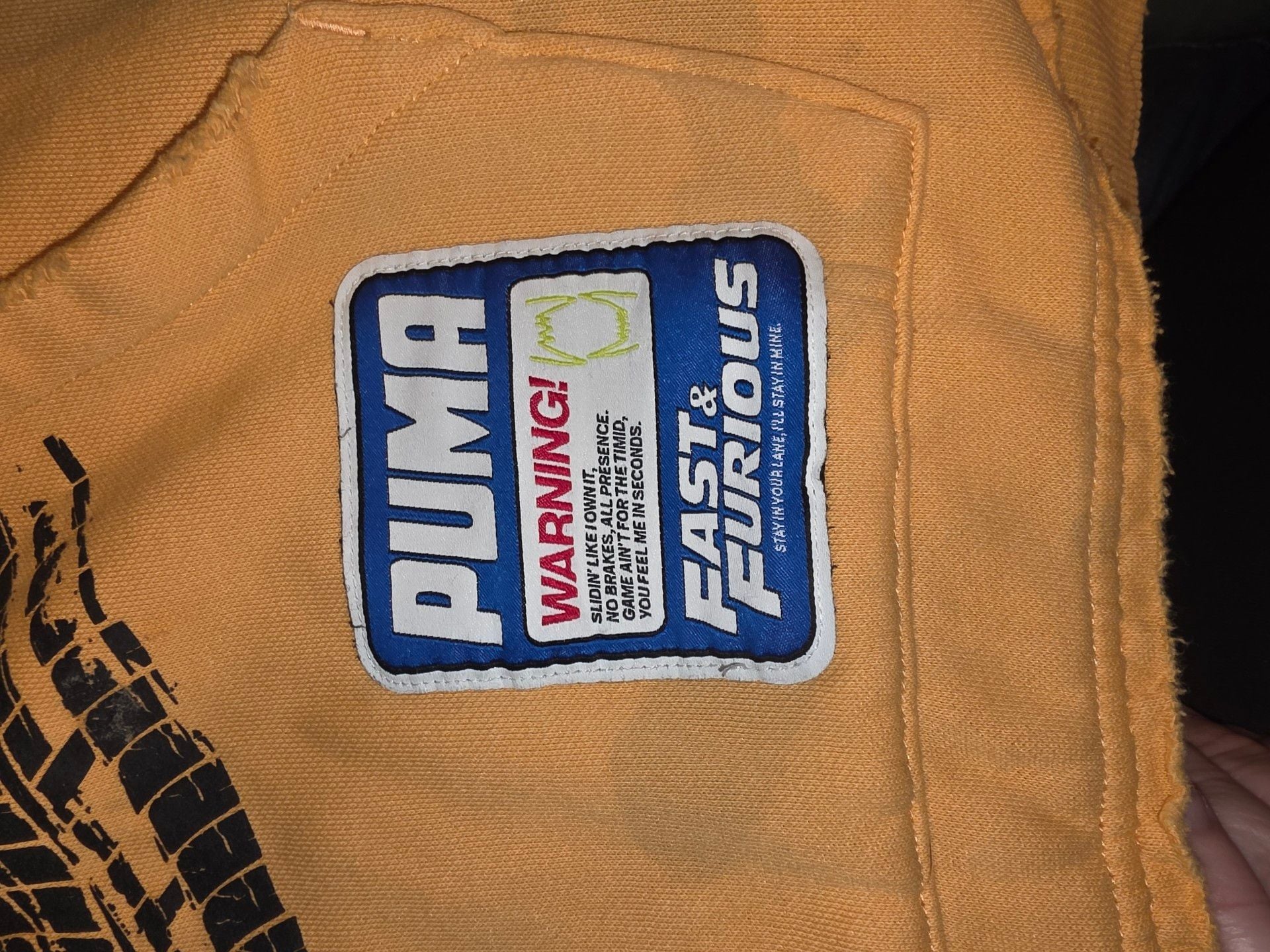 Puma X Fast & Furious Distressed Hoodie Size L Yellow Graphic Pullover 2