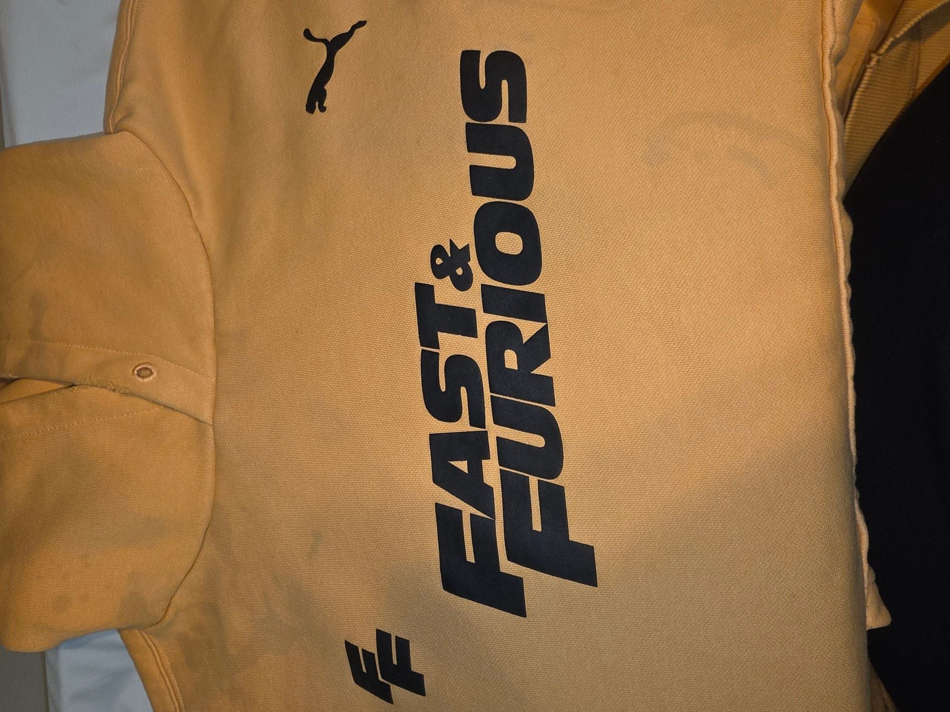 Puma X Fast & Furious Distressed Hoodie Size L Yellow Graphic Pullover 3