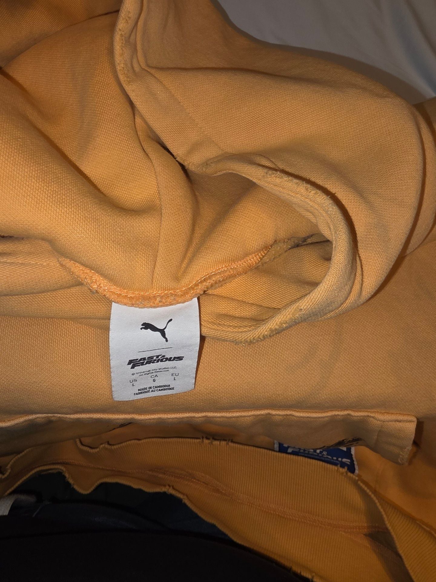 Puma X Fast & Furious Distressed Hoodie Size L Yellow Graphic Pullover 4