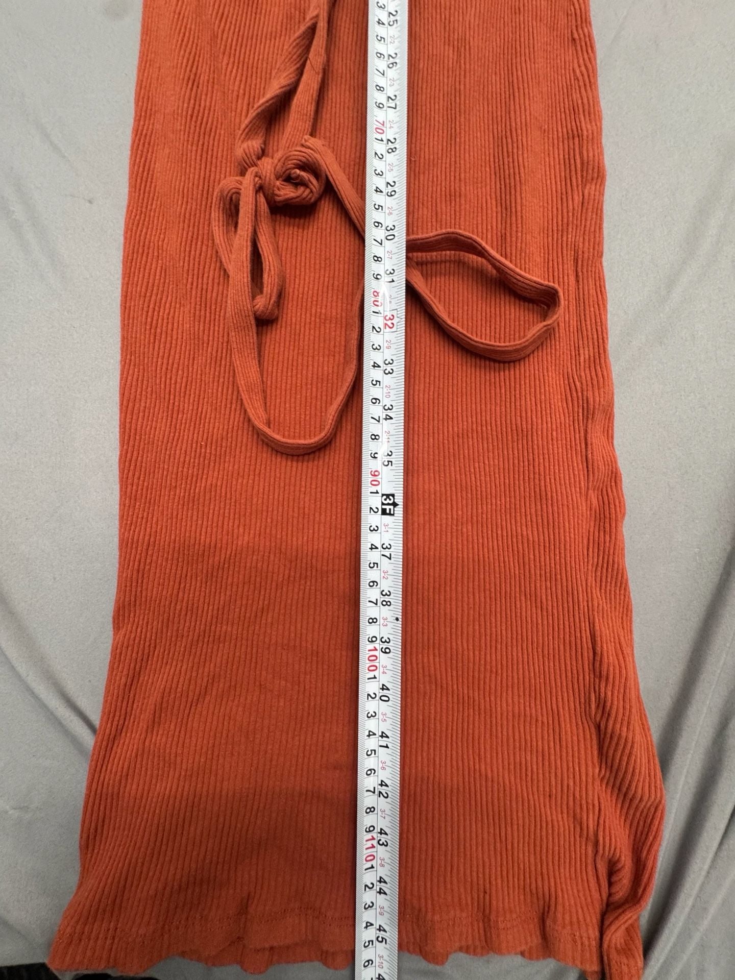 FP Beach Midi Dress Size L Orange Ribbed Tie Front Cutout 4