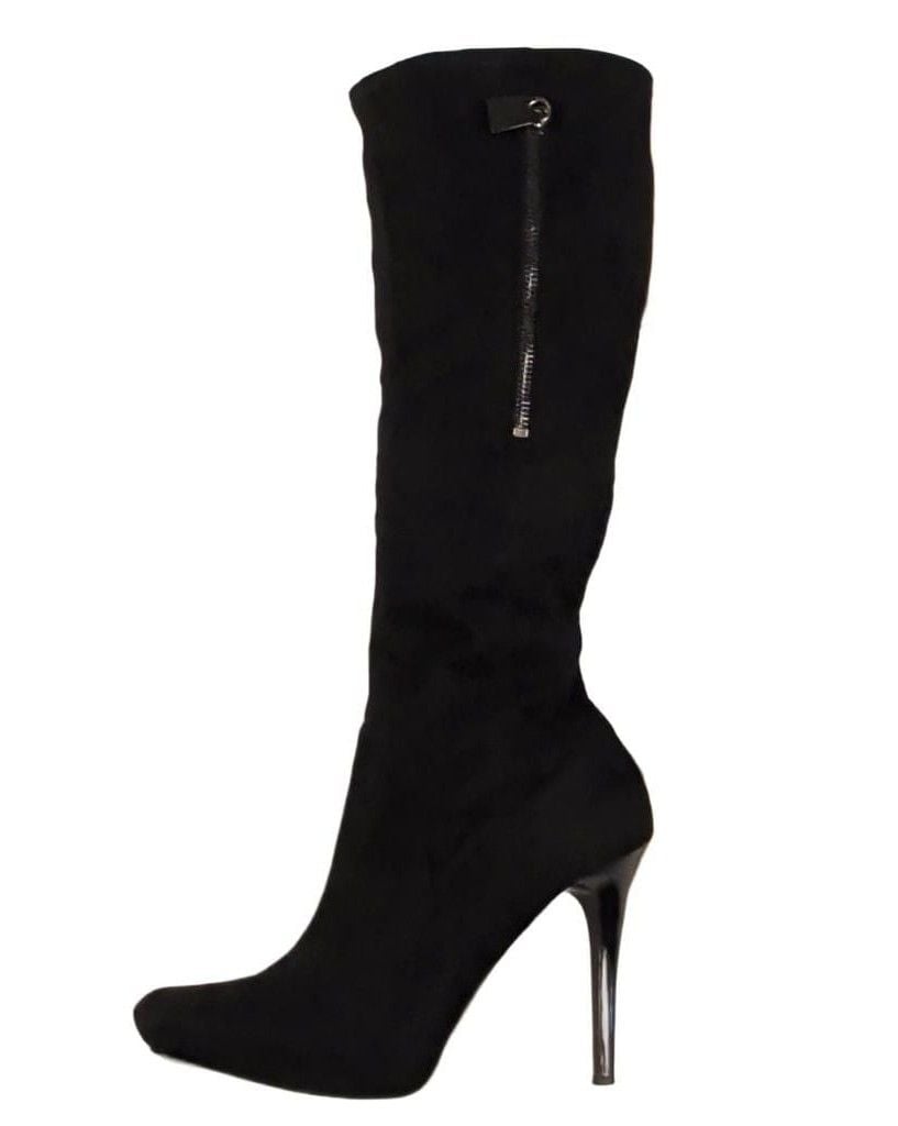 GUESS Women's Black Faux Leather Knee High Pointed Toe Stiletto Boots 10M 11