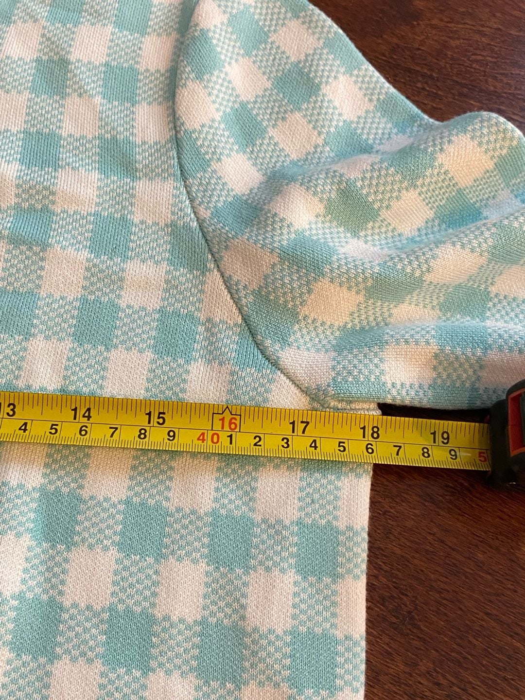 Draper James RSVP Gingham Cardigan Size M Turquoise White 5