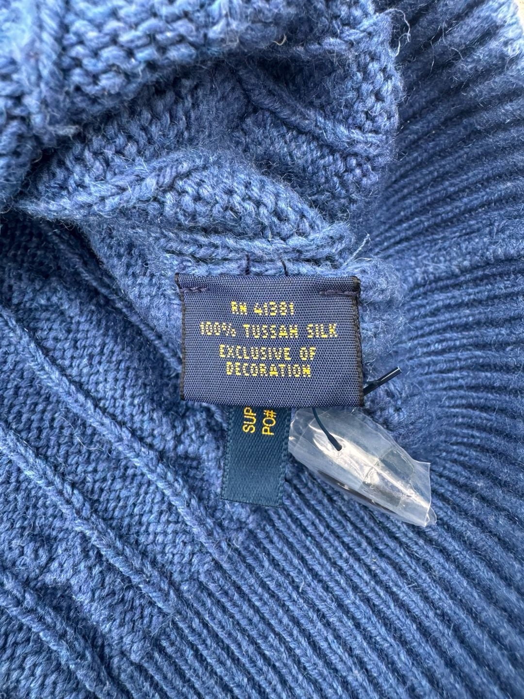 Vintage 90’s Rare Polo Ralph Lauren Festive Cable Knit Sweater 100% Tussah Silk 8