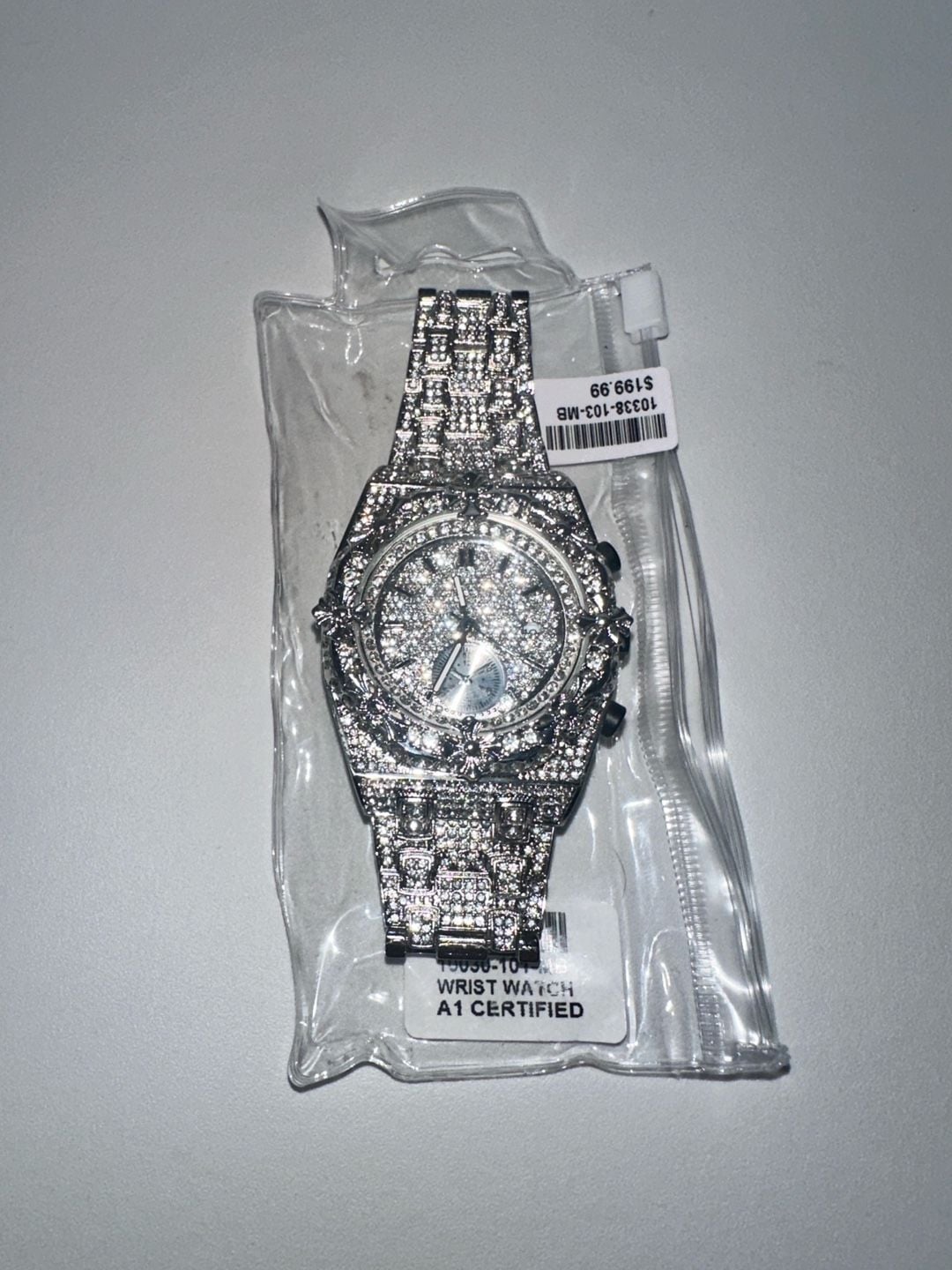 Silver Iced Out Rhinestone Fashion Watch – Floral Bezel 5