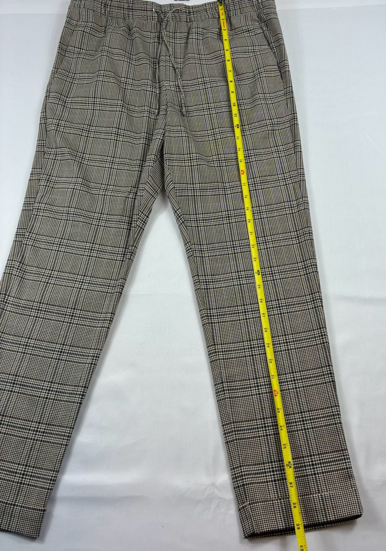 H&M Mens Skinny Fit Stretch Brown Blue Plaid Dress Pants Size 30 5