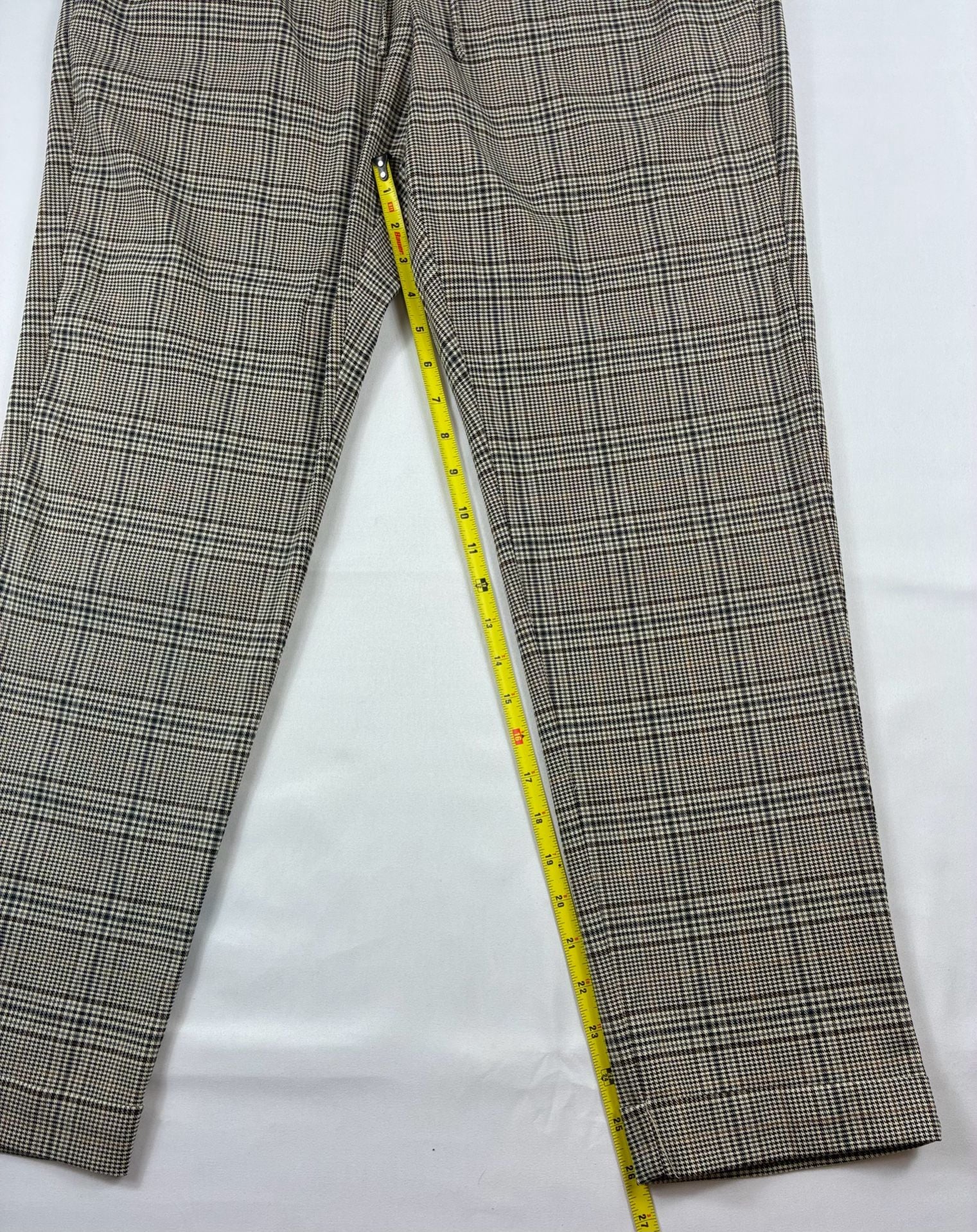 H&M Mens Skinny Fit Stretch Brown Blue Plaid Dress Pants Size 30 6