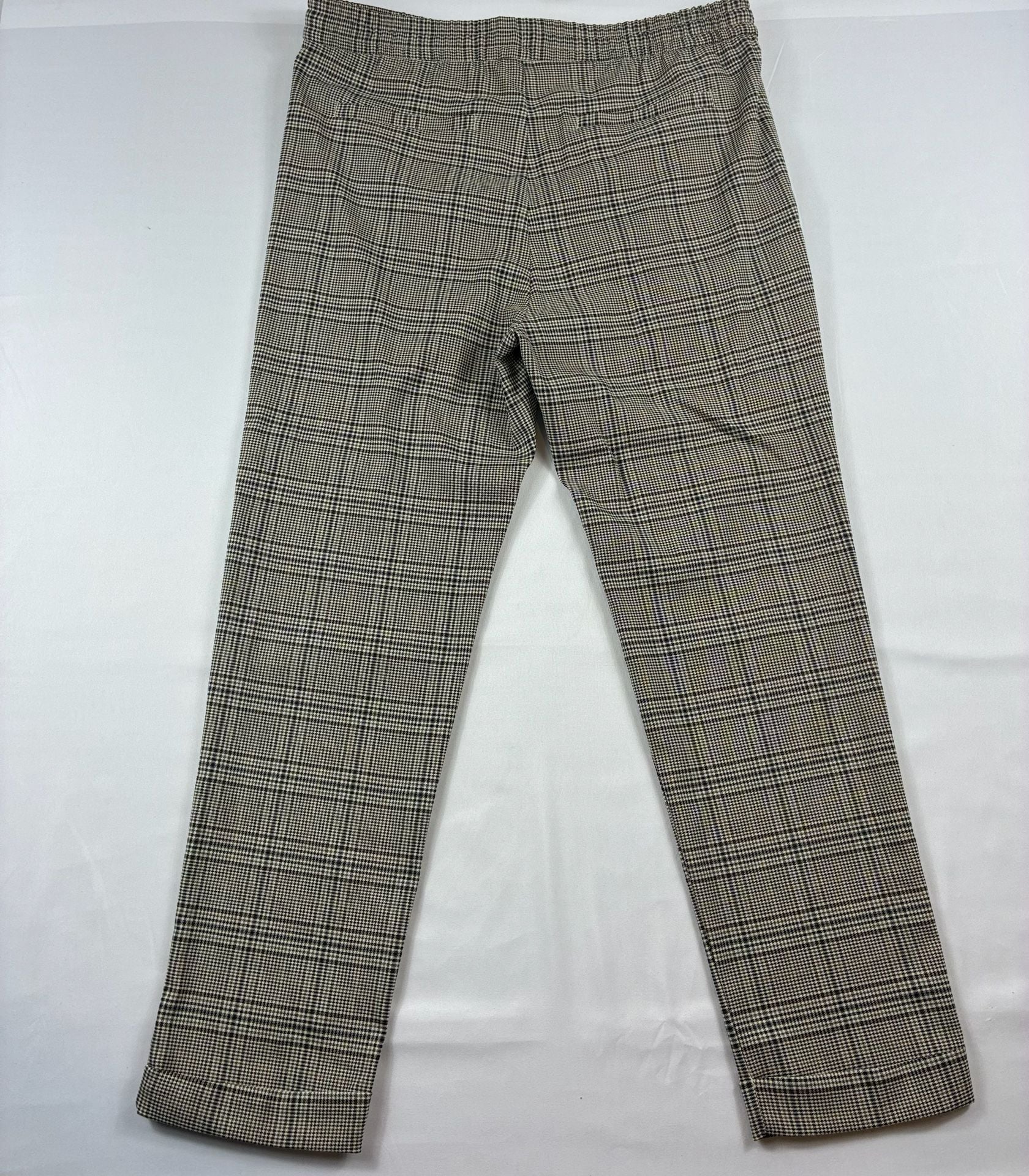 H&M Mens Skinny Fit Stretch Brown Blue Plaid Dress Pants Size 30 8