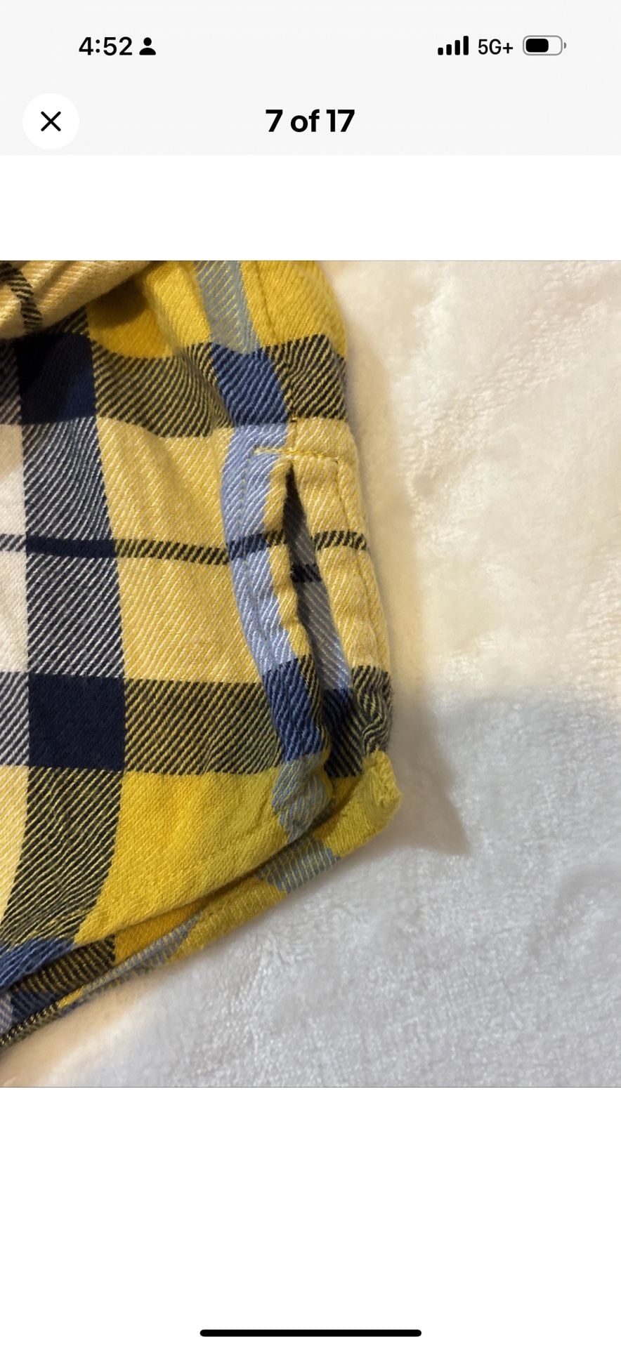 Aerie Plaid Flannel Button Up Shirt Size S Yellow Blue Long Sleeve 4