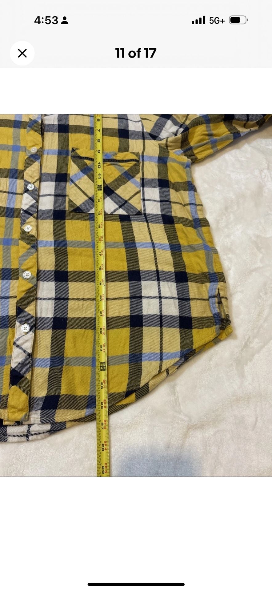 Aerie Plaid Flannel Button Up Shirt Size S Yellow Blue Long Sleeve 7