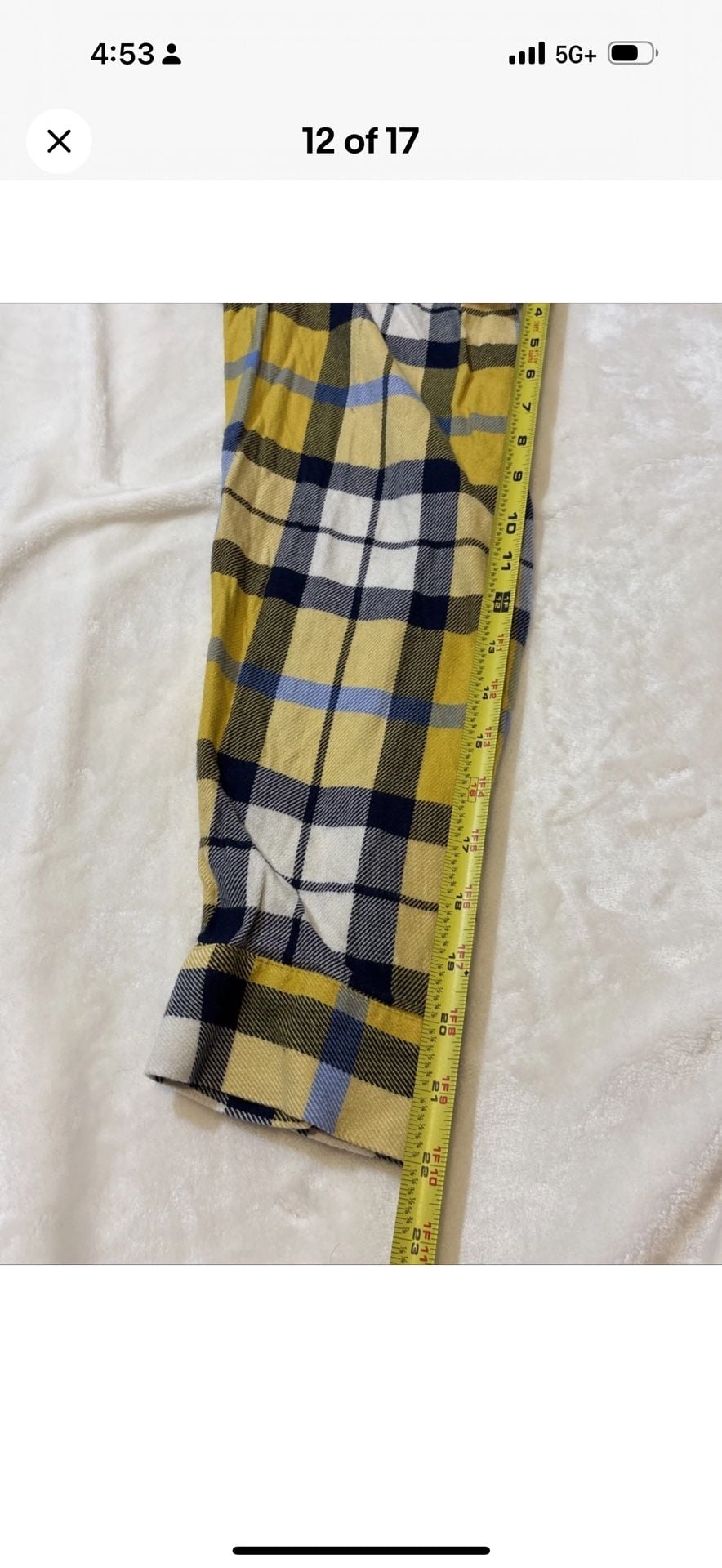 Aerie Plaid Flannel Button Up Shirt Size S Yellow Blue Long Sleeve 8