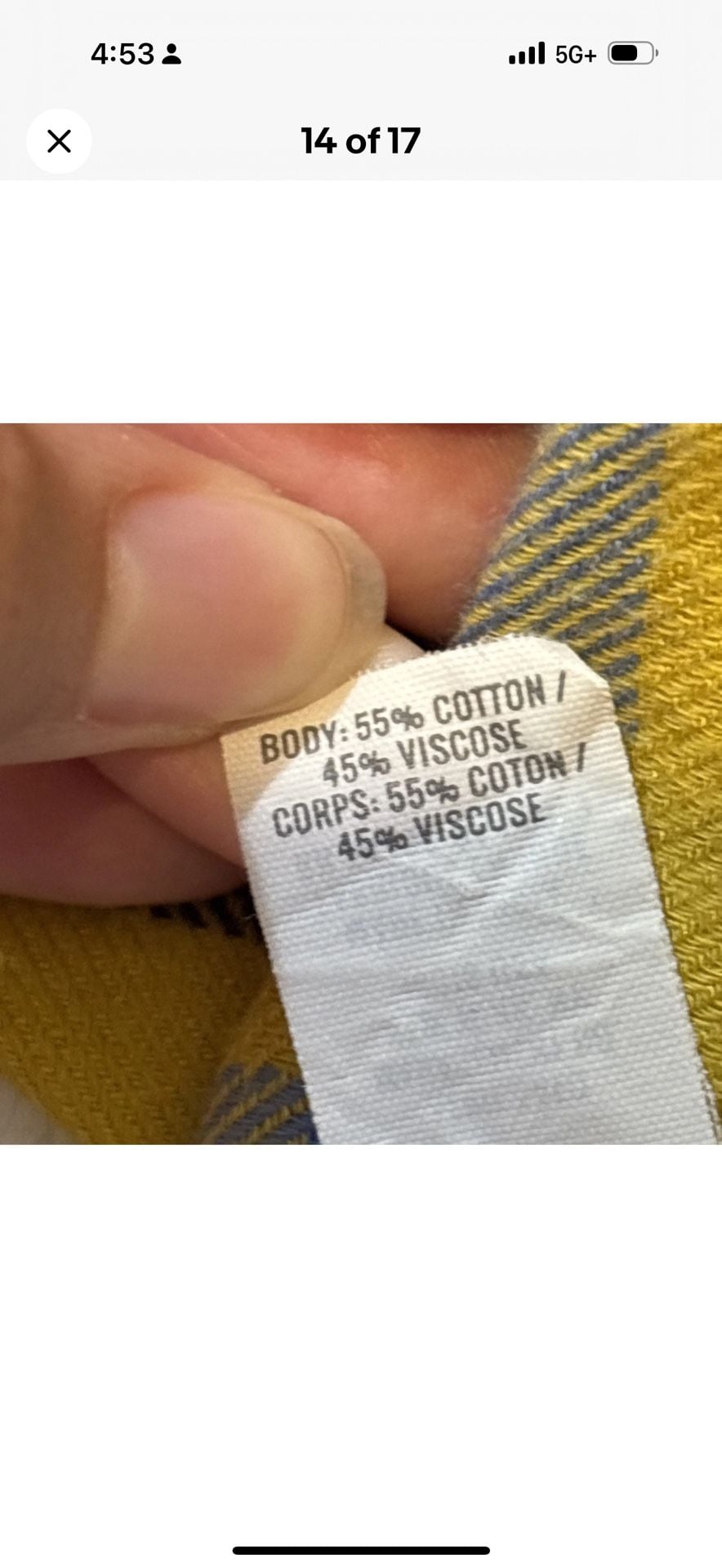 Aerie Plaid Flannel Button Up Shirt Size S Yellow Blue Long Sleeve 9