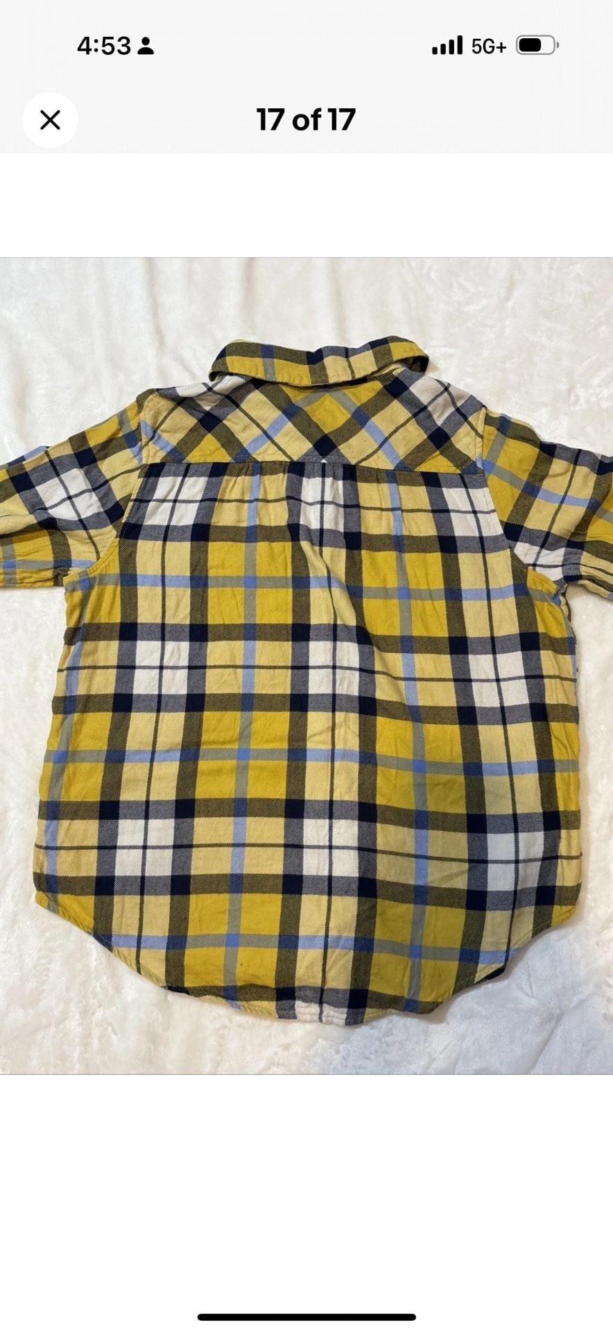 Aerie Plaid Flannel Button Up Shirt Size S Yellow Blue Long Sleeve 10