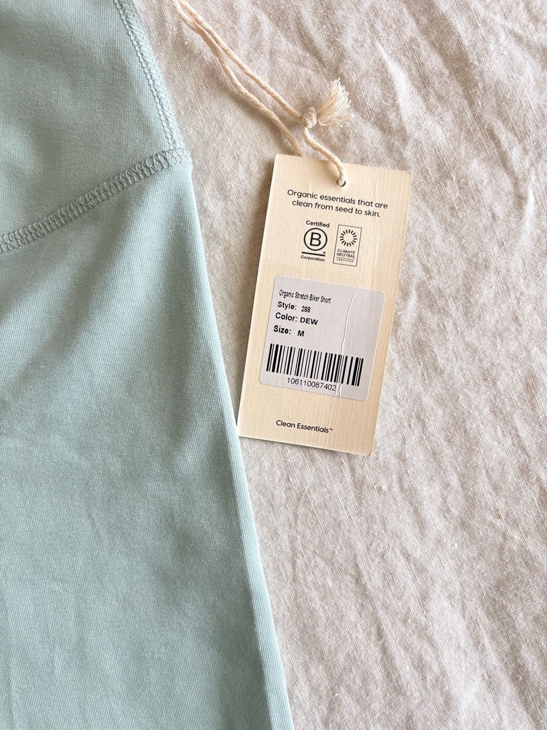Limited Edition Color Mate Organic Stretch Biker Short Size M Dew Organic Cotton 4