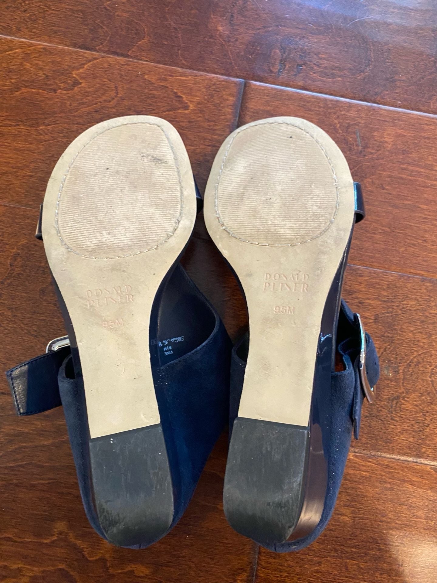 Donald Pliner Vine Wedge Sandals Size 9.5M Navy Blue Leather Suede 6