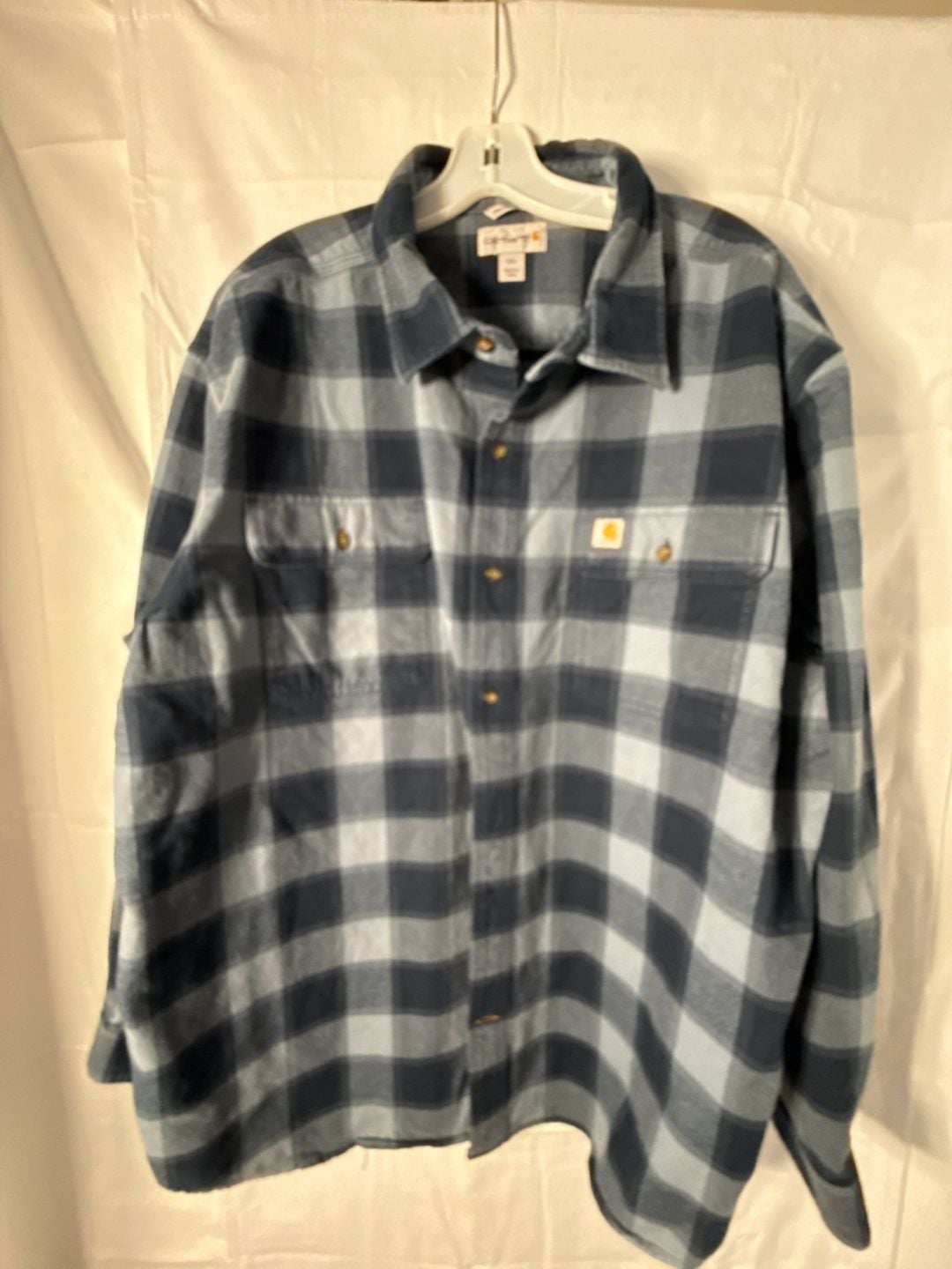 Carhartt Hubbard Plaid Flannel Shirt Size 2XL Blue Original Fit 2