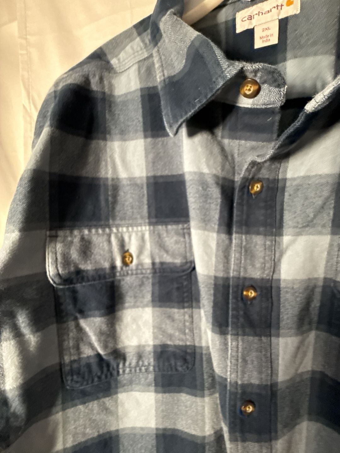 Carhartt Hubbard Plaid Flannel Shirt Size 2XL Blue Original Fit 3