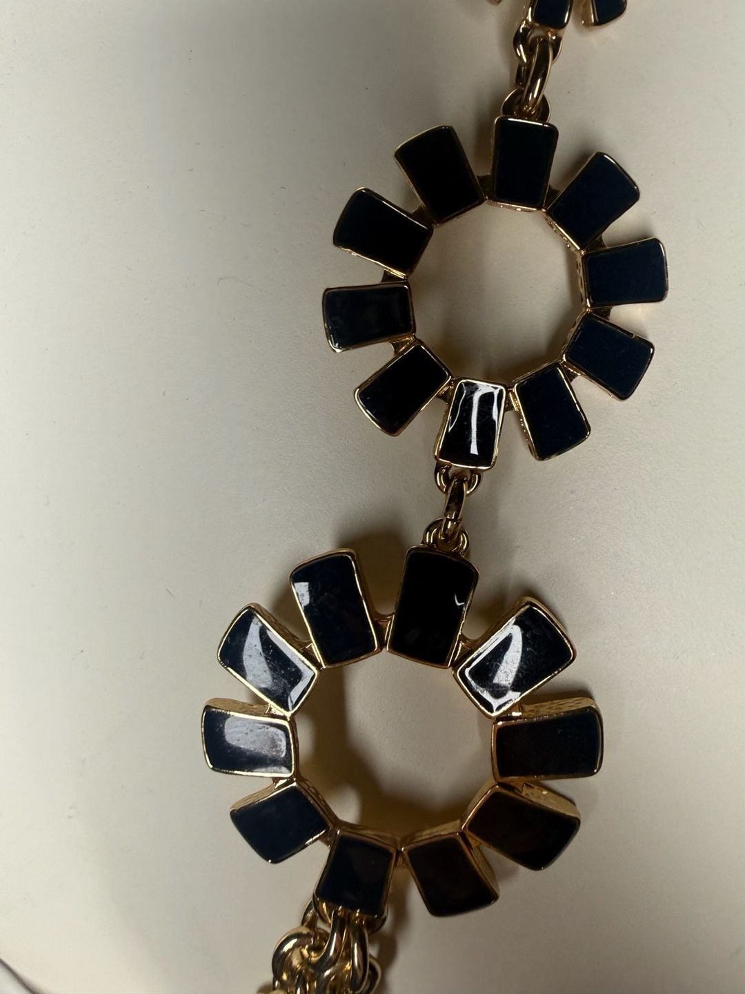 Talbots Gold-Tone Blue Bead Link Statement Necklace 3