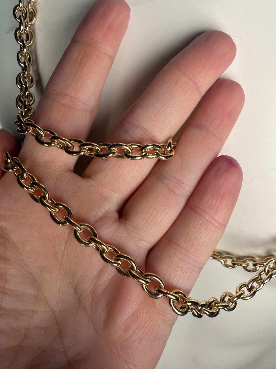 Talbots Gold-Tone Blue Bead Link Statement Necklace 4