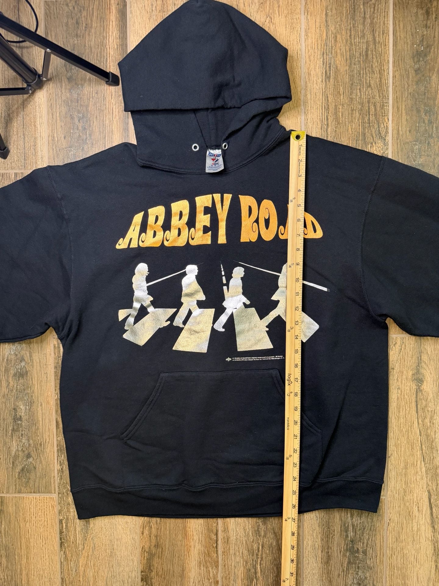 Vintage The Beetles Abbey Road Hoodie Size XL Black Gold 2007 RARE PRINT 6