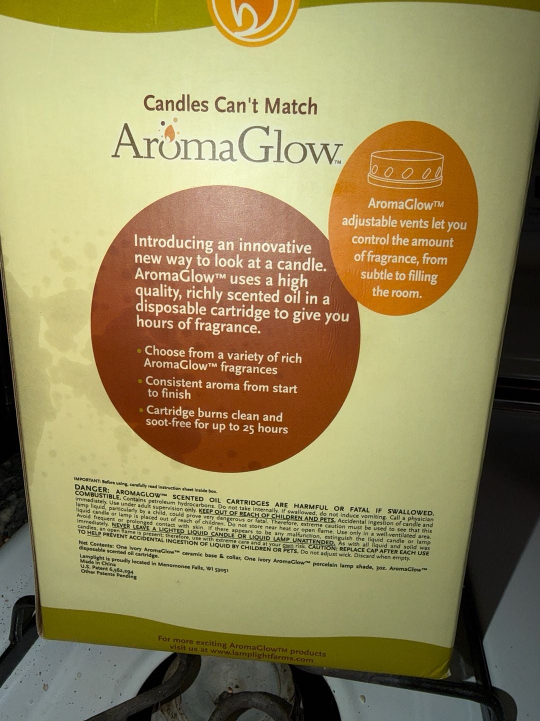 Lamplight AromaGlow Oil Lamp Ivory Ceramic with Vanilla Scent 3