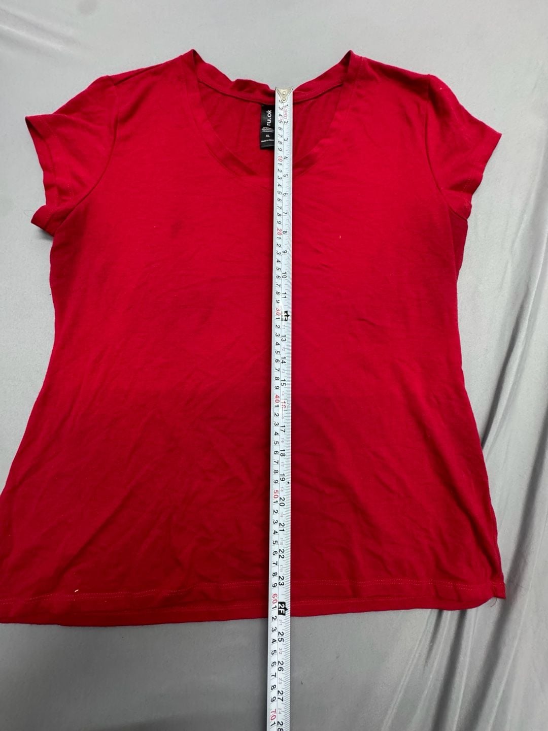 ru.ok V-Neck T-Shirt Size XL Red Cotton Blend Short Sleeve 5