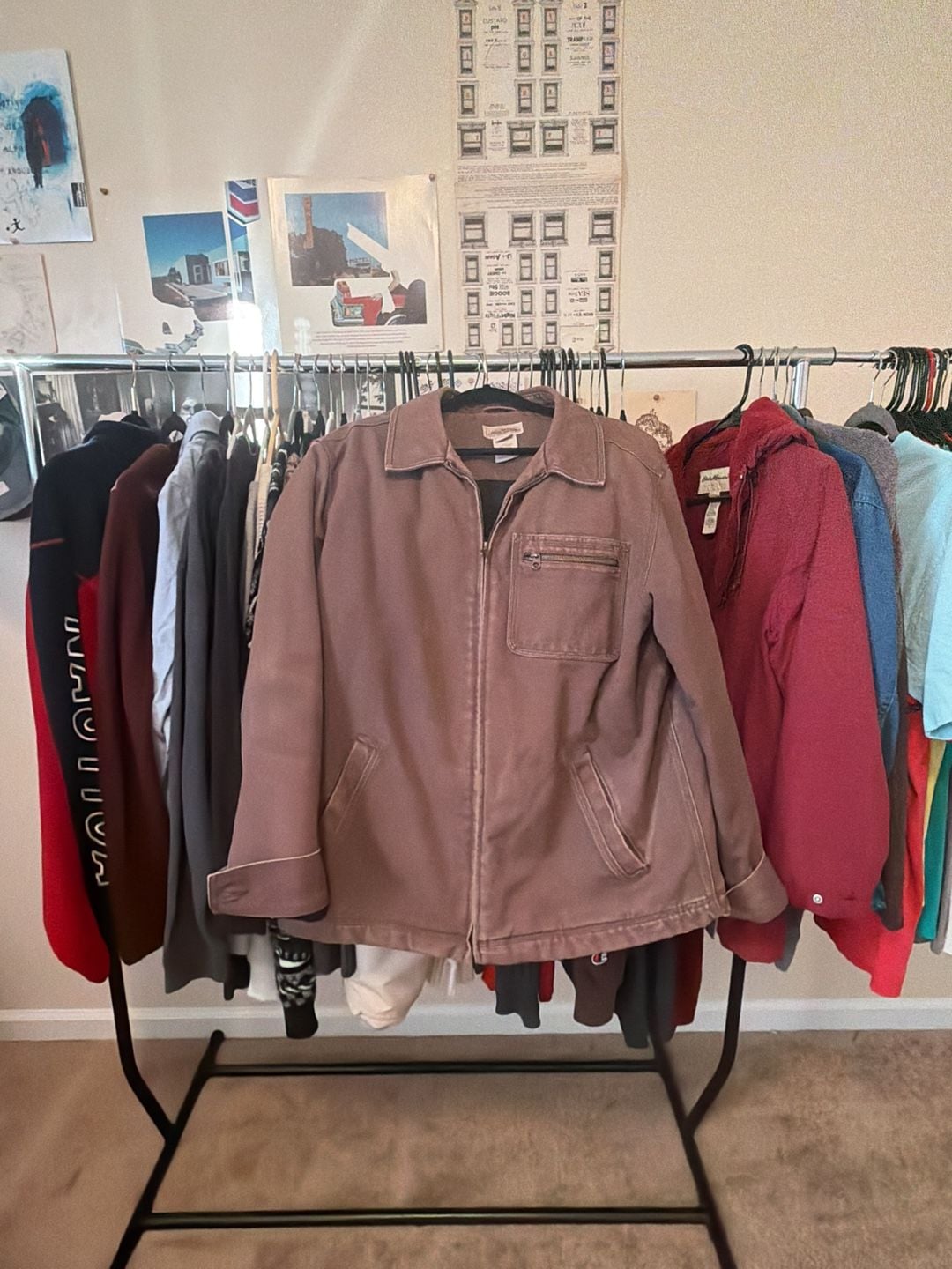 L.L. Bean Katahdin Iron Works Jacket Size L Reg Brown Canvas 2