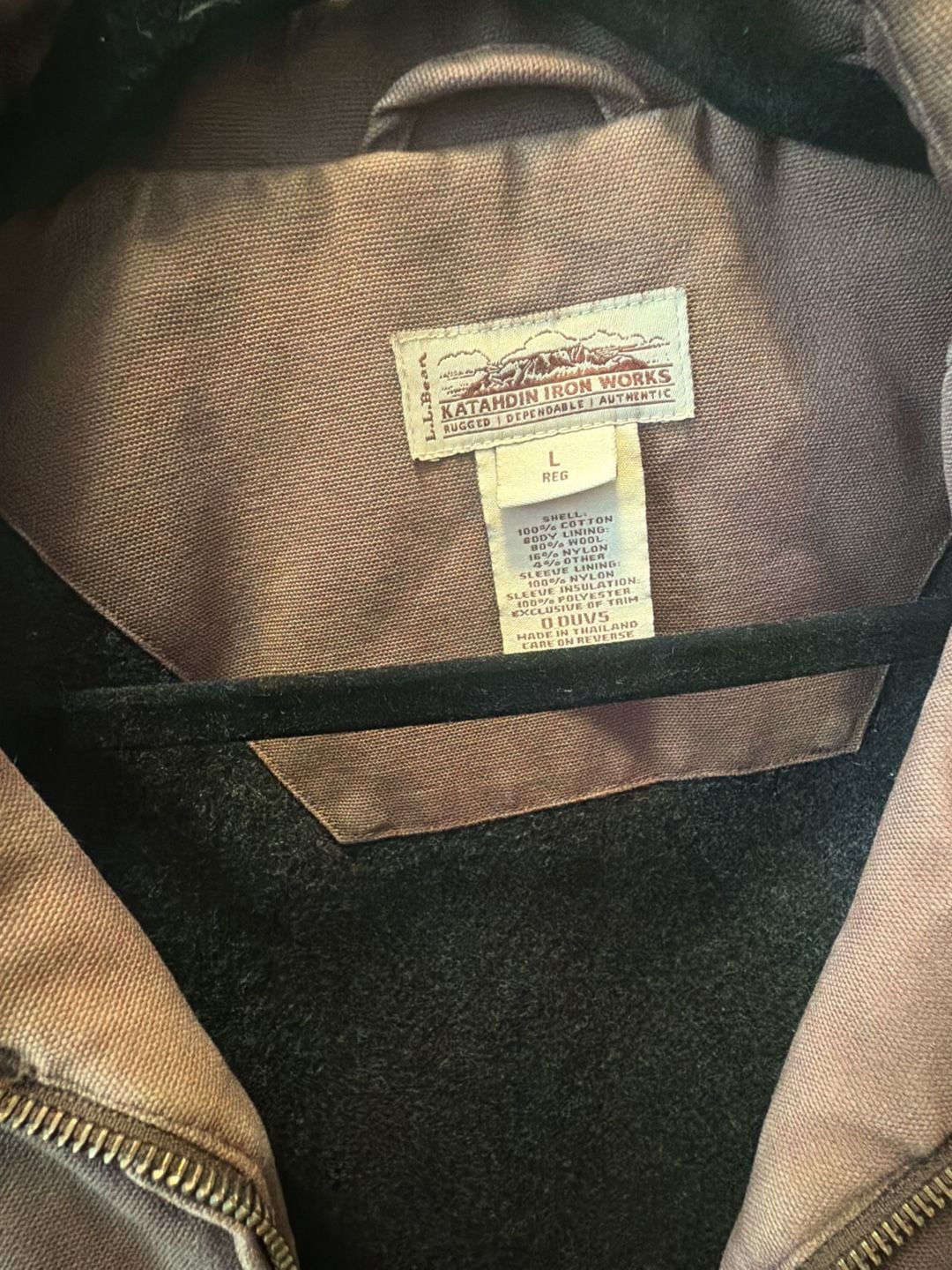 L.L. Bean Katahdin Iron Works Jacket Size L Reg Brown Canvas 6