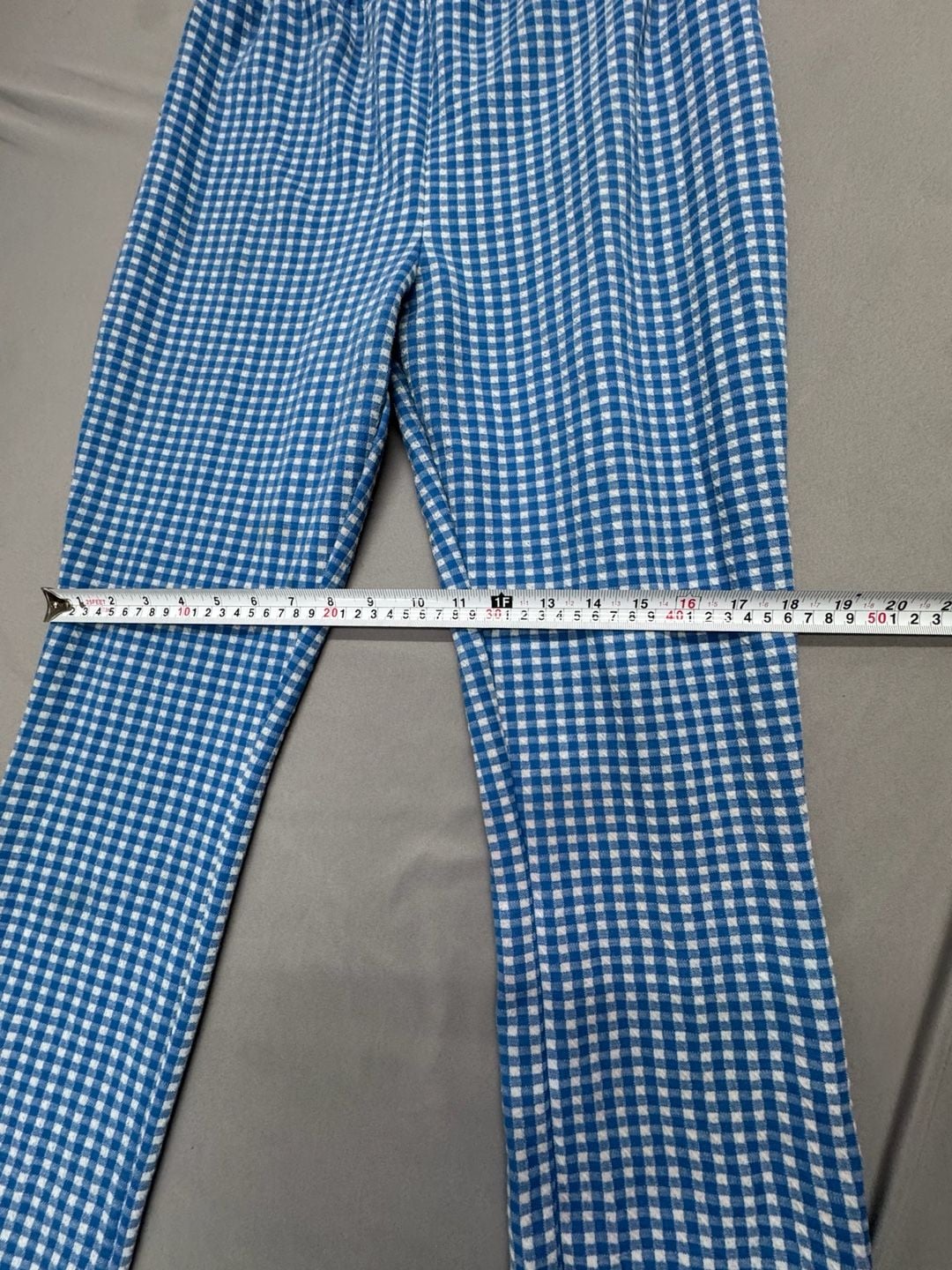 Urban Outfitters Gingham Flared Pants Size L Blue White Checkered 4
