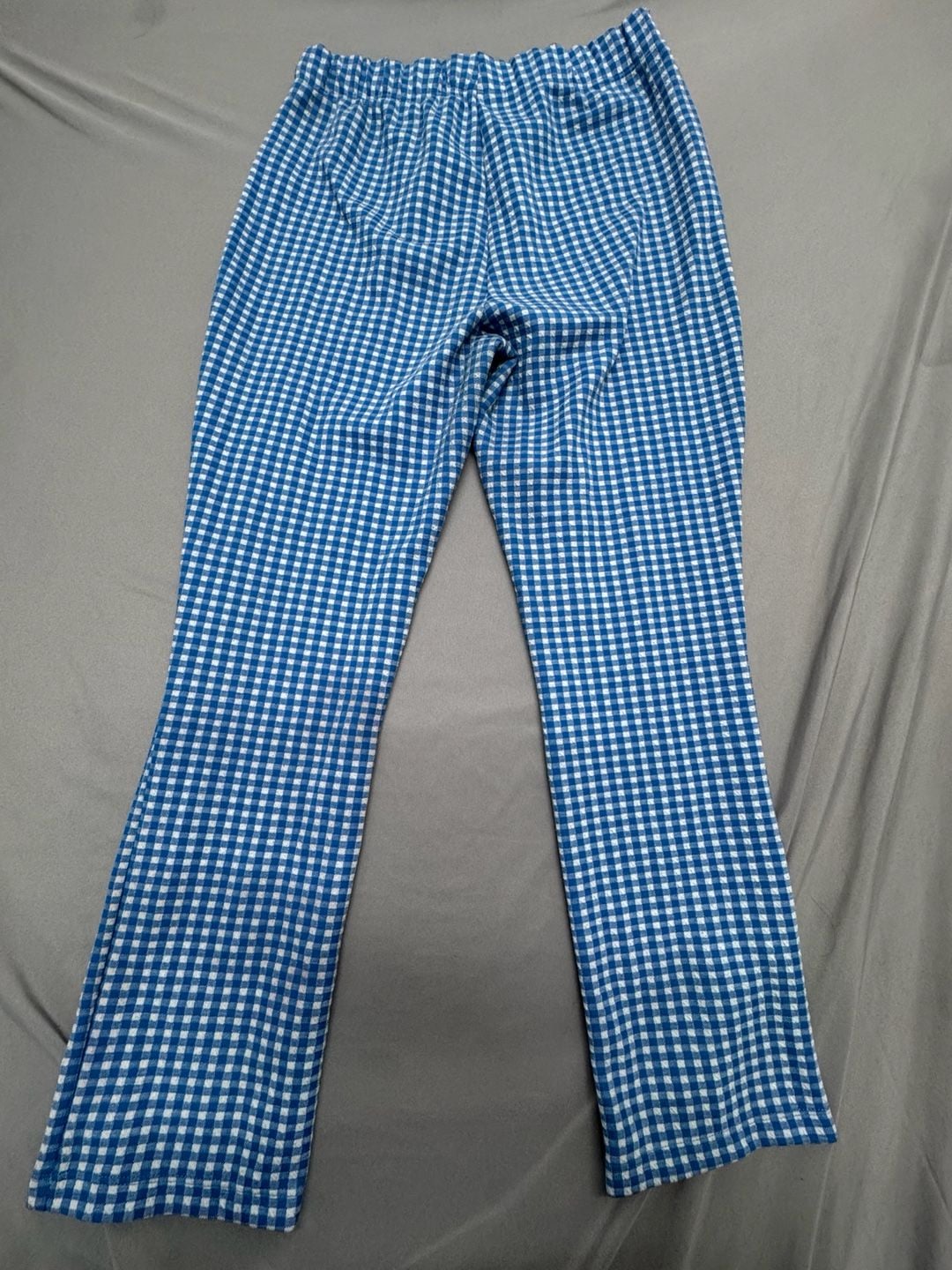 Urban Outfitters Gingham Flared Pants Size L Blue White Checkered 6