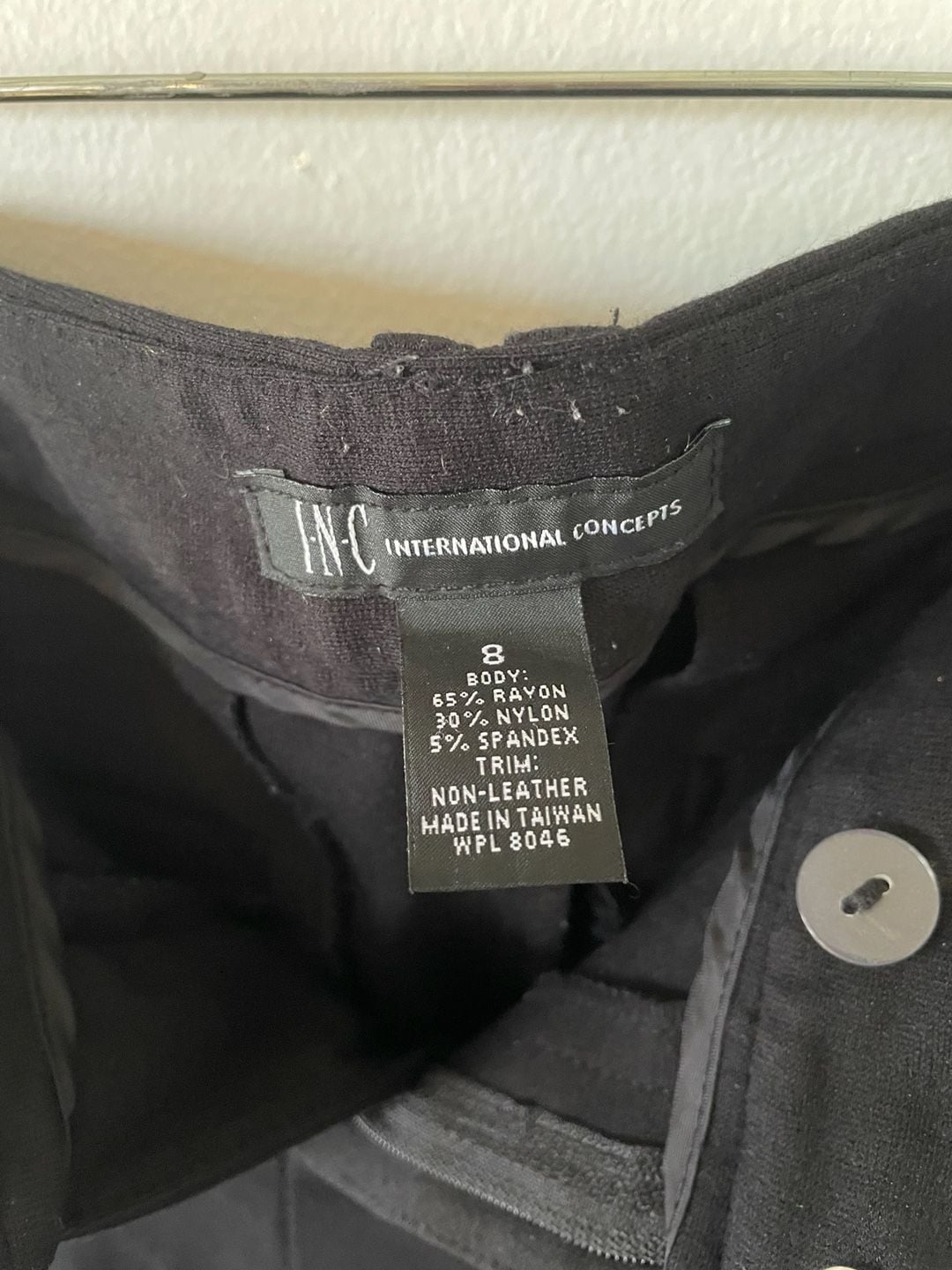 INC International Concepts Ponte Skinny Pants Size 8 Black Faux Leather Trim 5