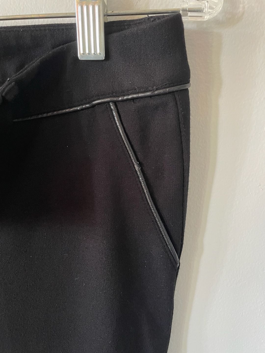 INC International Concepts Ponte Skinny Pants Size 8 Black Faux Leather Trim 4
