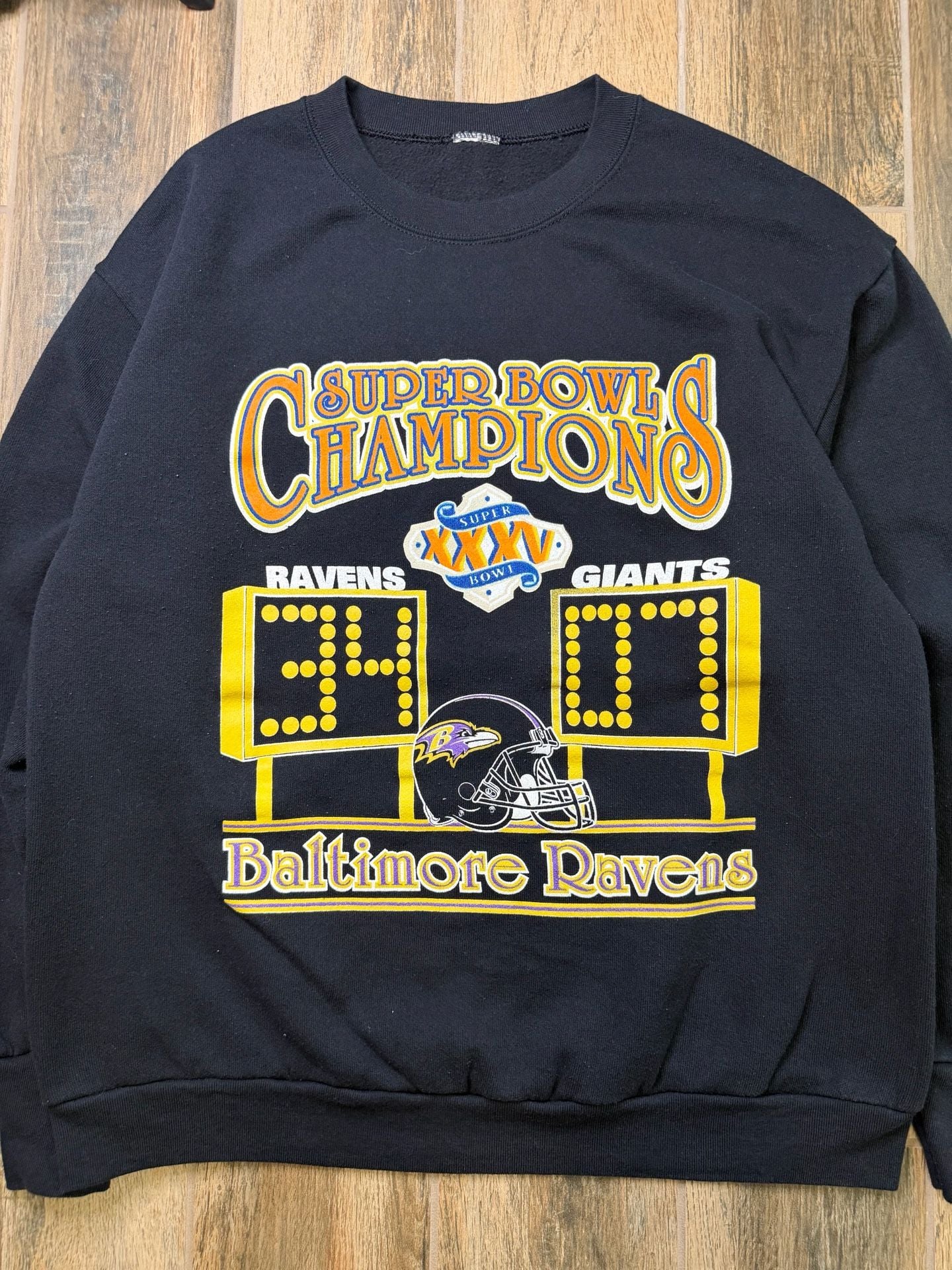 Vintage Tultex Baltimore Ravens Super Bowl XXXV Sweatshirt XL Black 3