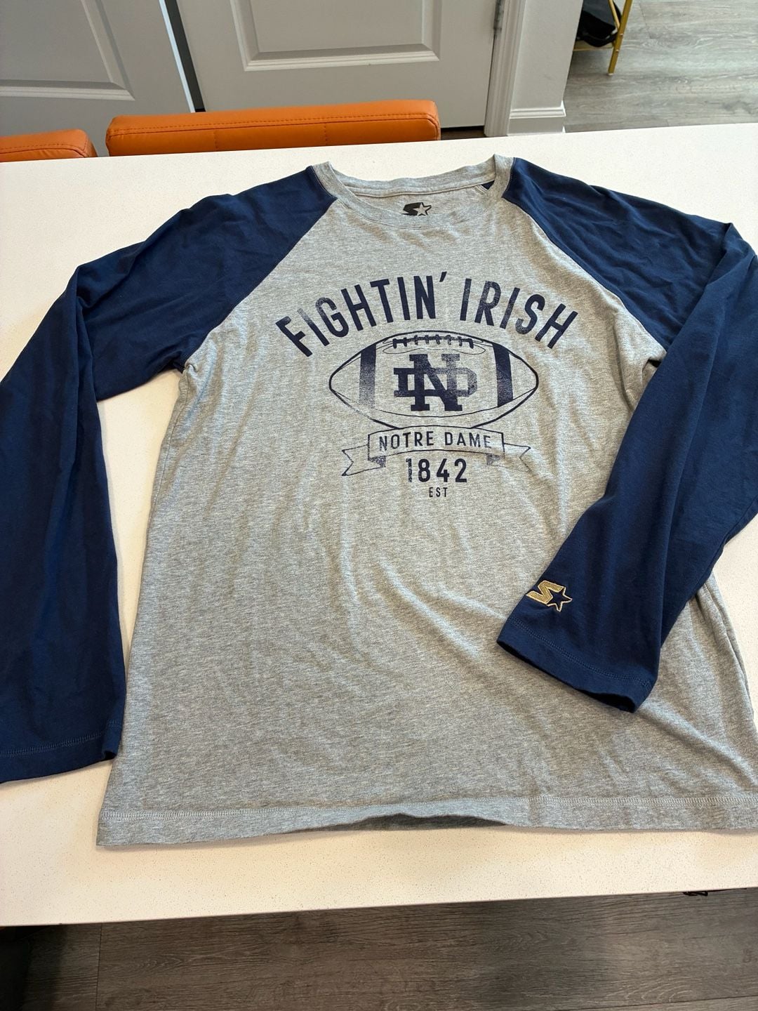 Starter Black Label Notre Dame Fighting Irish Long Sleeve T-Shirt Size Large 2