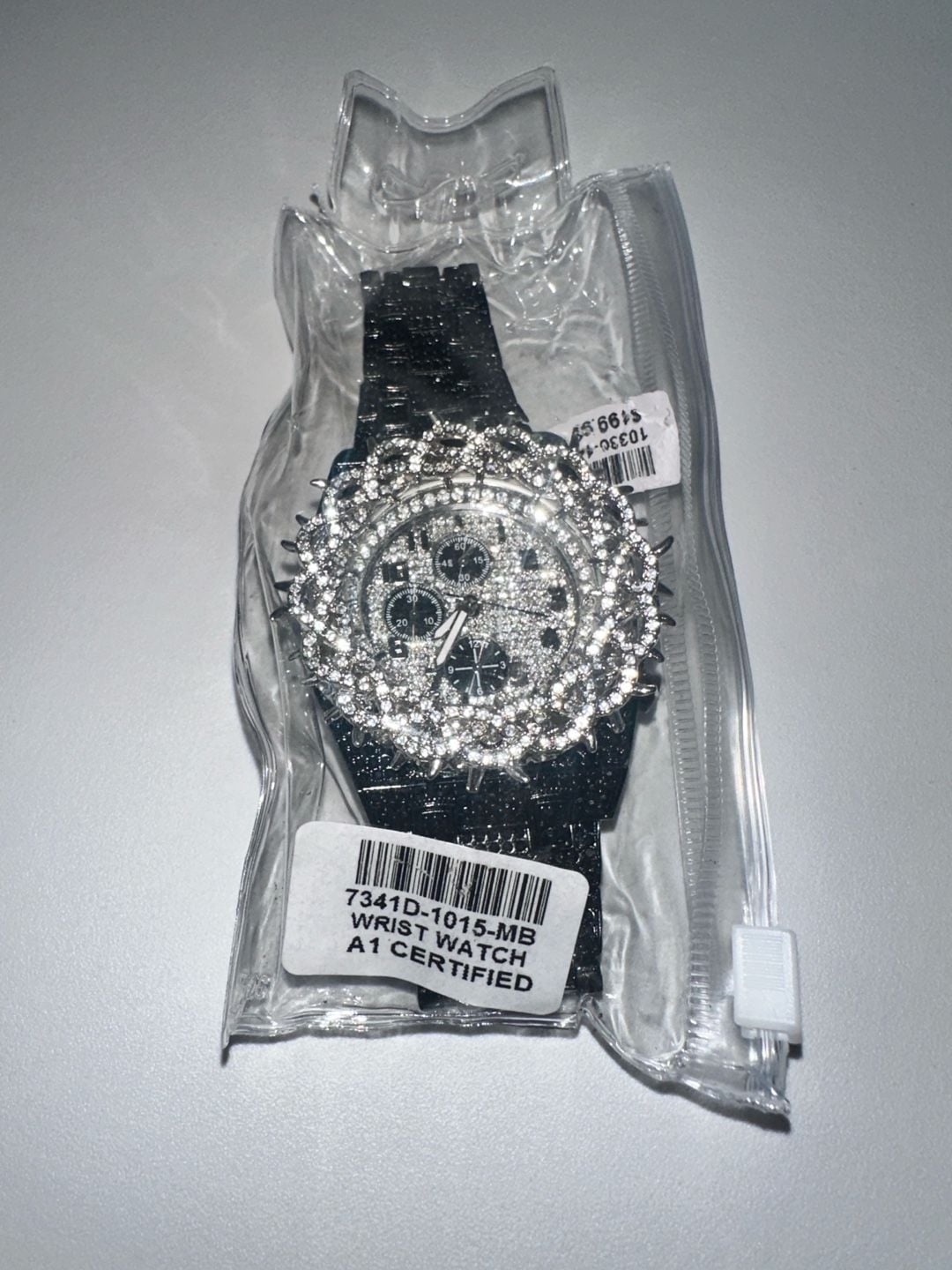 Black & Silver Iced Out Rhinestone Fashion Watch – Multi-Dial Bezel 5