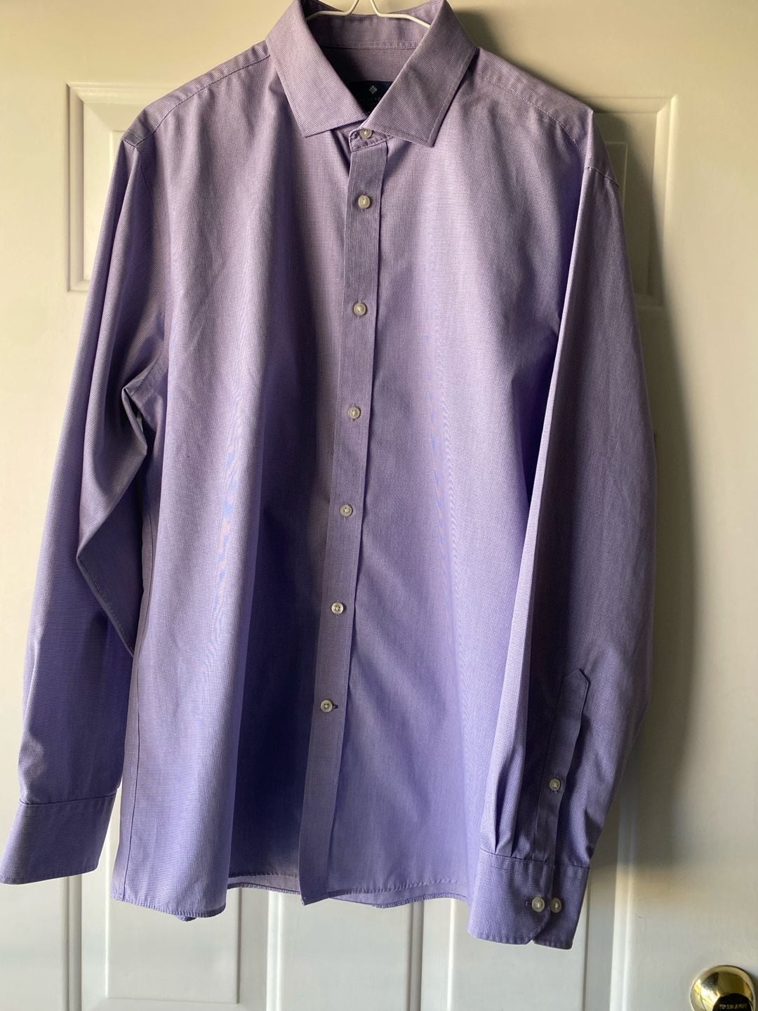 Ryan Seacrest Distinction Dress Shirt Size 16.5 34/35 Purple Non-Iron 2