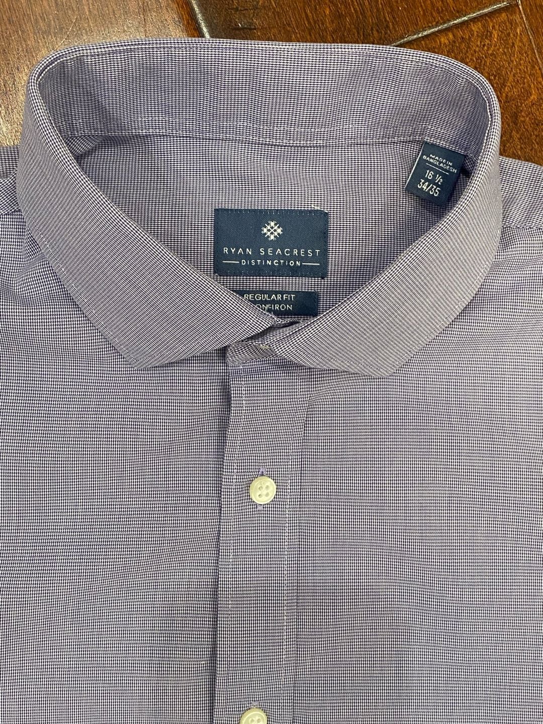 Ryan Seacrest Distinction Dress Shirt Size 16.5 34/35 Purple Non-Iron 4