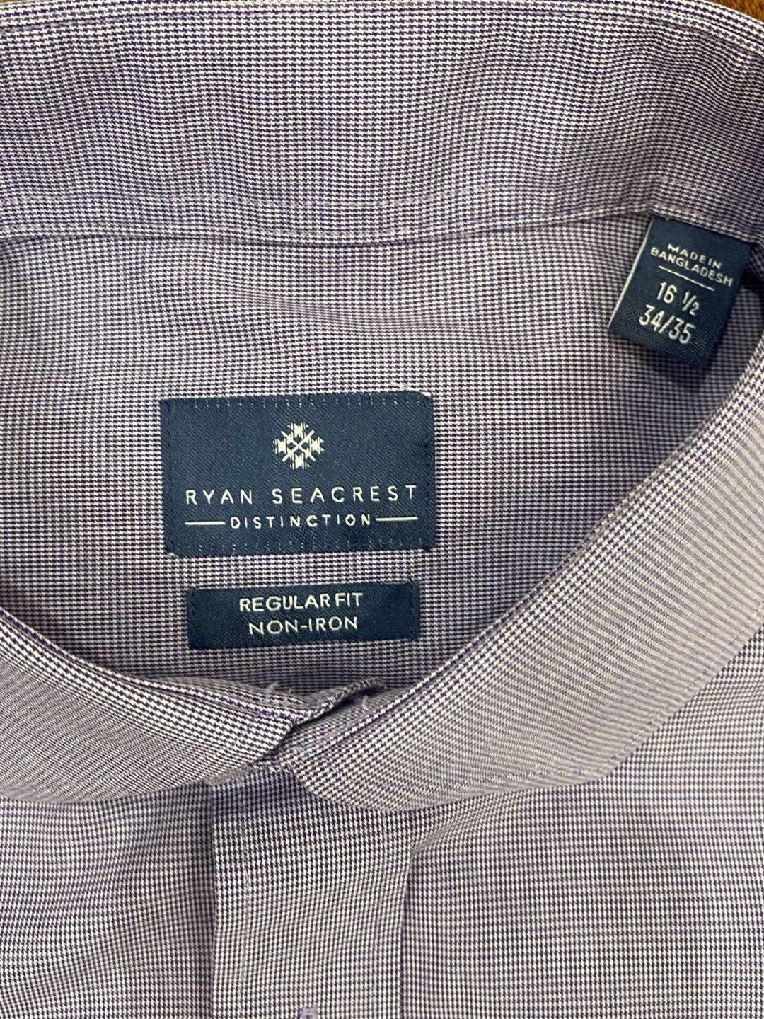 Ryan Seacrest Distinction Dress Shirt Size 16.5 34/35 Purple Non-Iron 5