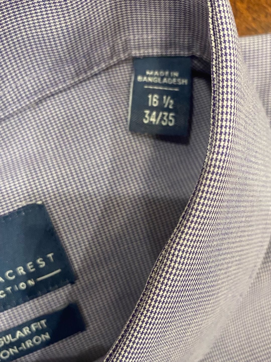 Ryan Seacrest Distinction Dress Shirt Size 16.5 34/35 Purple Non-Iron 6