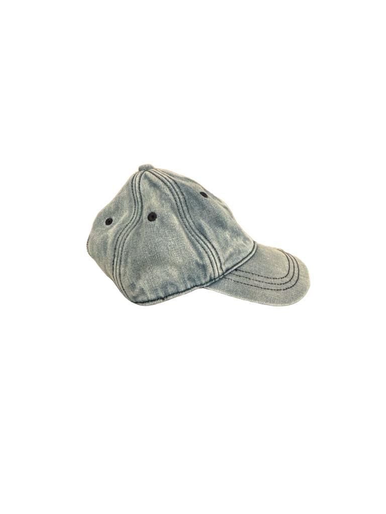 Universal Thread Baseball Hat Blue Acid Wash Denim Leather Strapback Cap 3