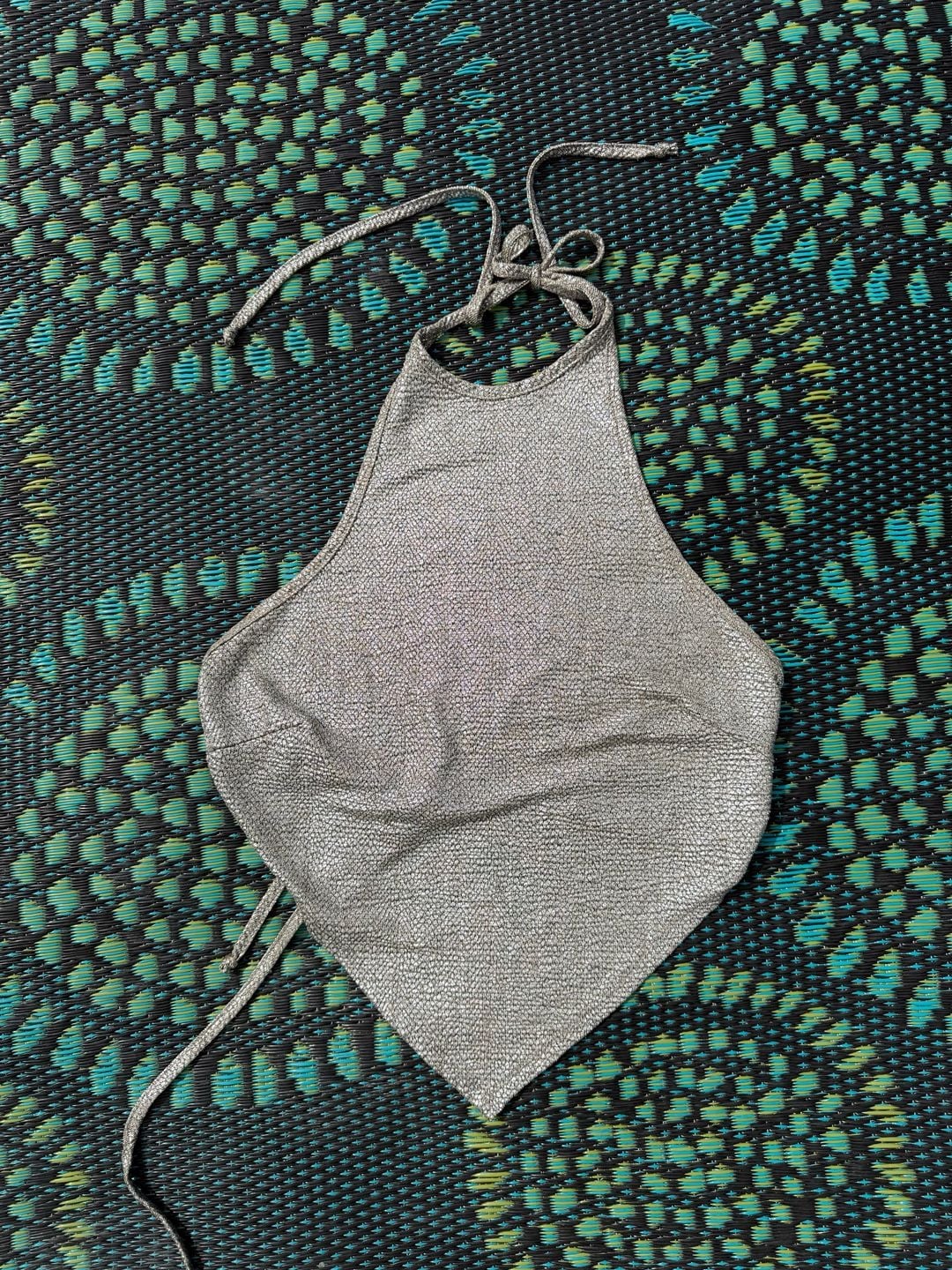 Local European Halter Crop Top Size M Silver Metallic Bandana Festival 2